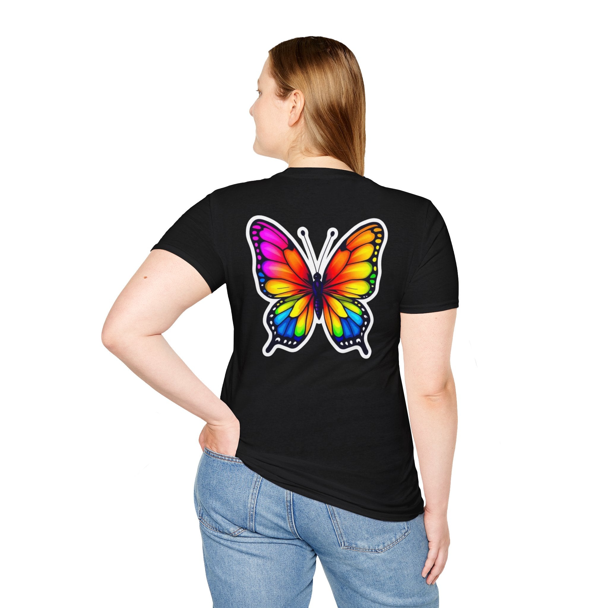 Rainbow Butterfly Cocoon Pride T-Shirt | Unisex Softstyle Tee