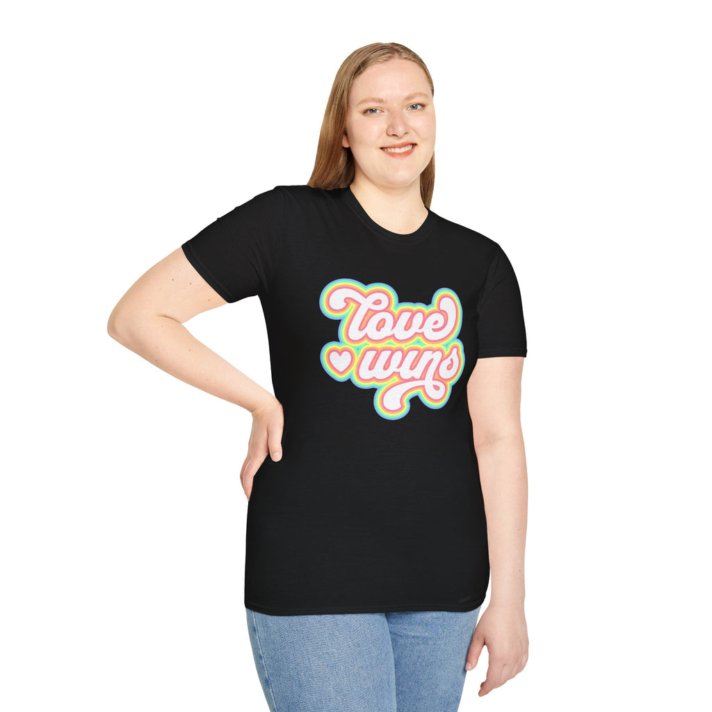 Love Wins Unisex Softstyle T-Shirt - Positive Vibes for Pride and Everyday Wear