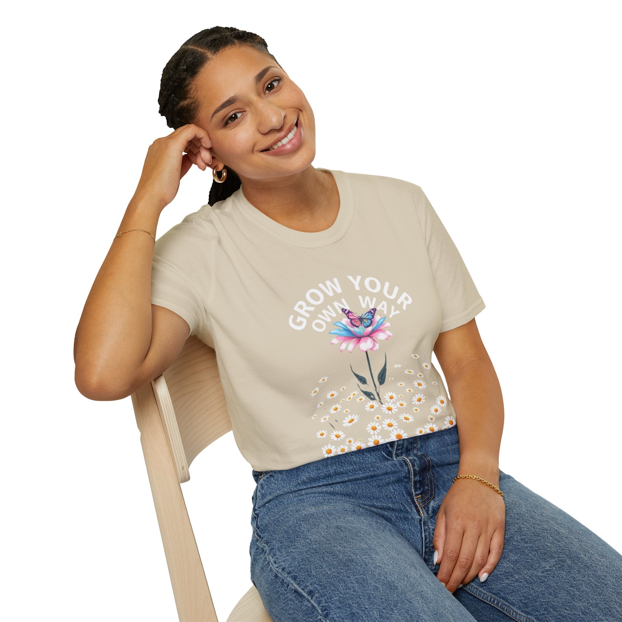 Grow Your Own Way Trans Pride Unisex T-Shirt - Floral Design for Garden Lovers