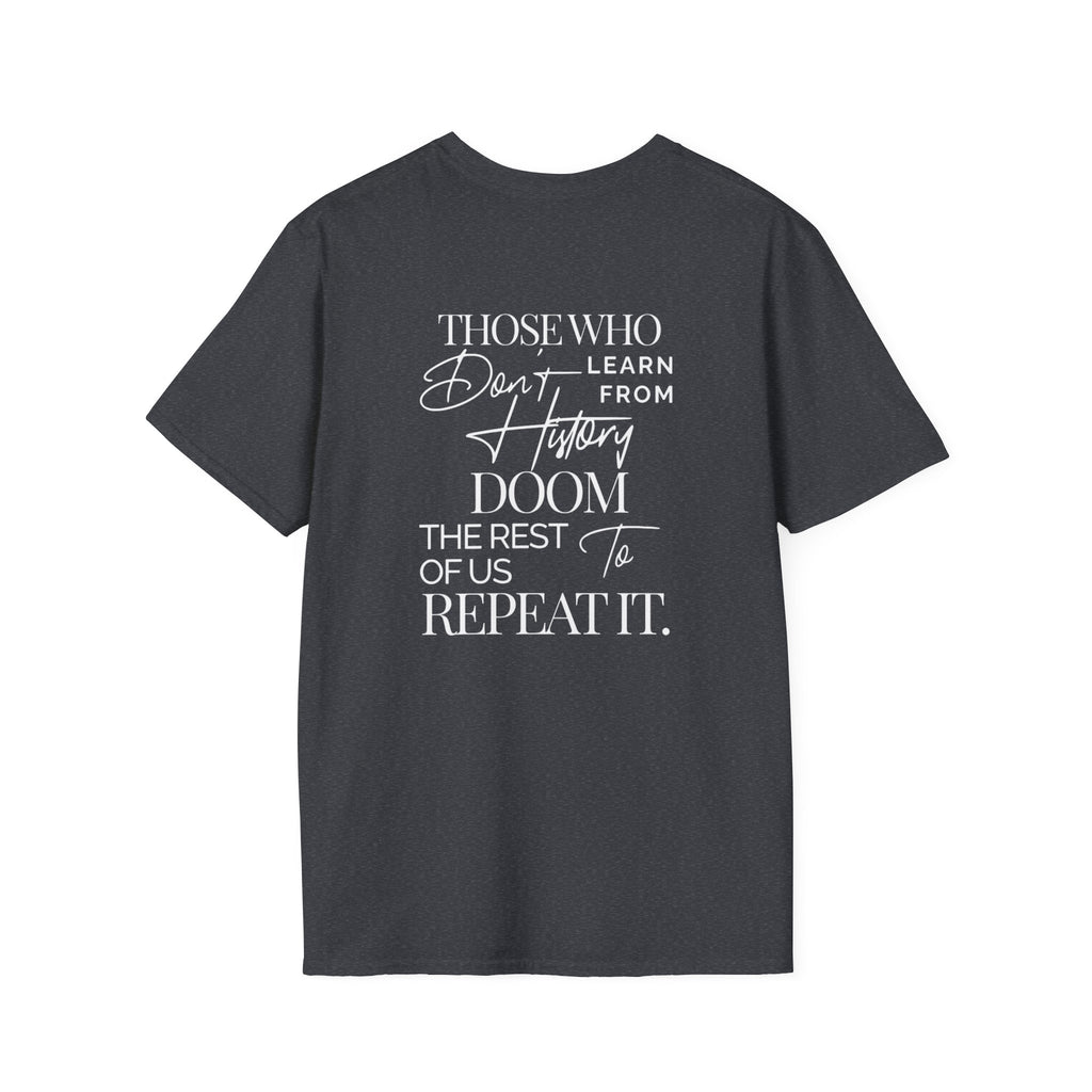 Patriotic Unisex Softstyle T-Shirt - "USA" & History Quote Design