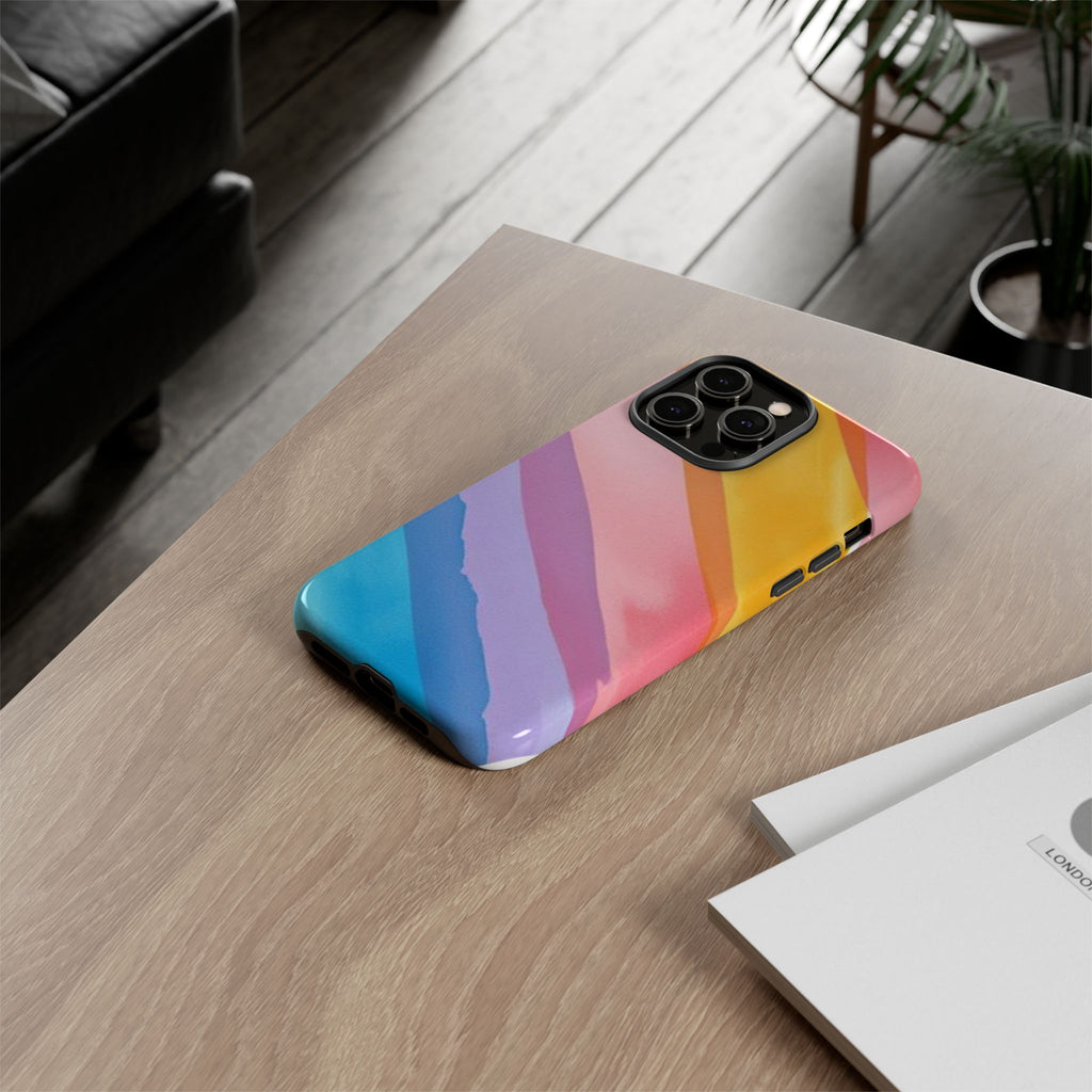 Colorful Diagonal Watercolor Tough Phone Case for iPhone