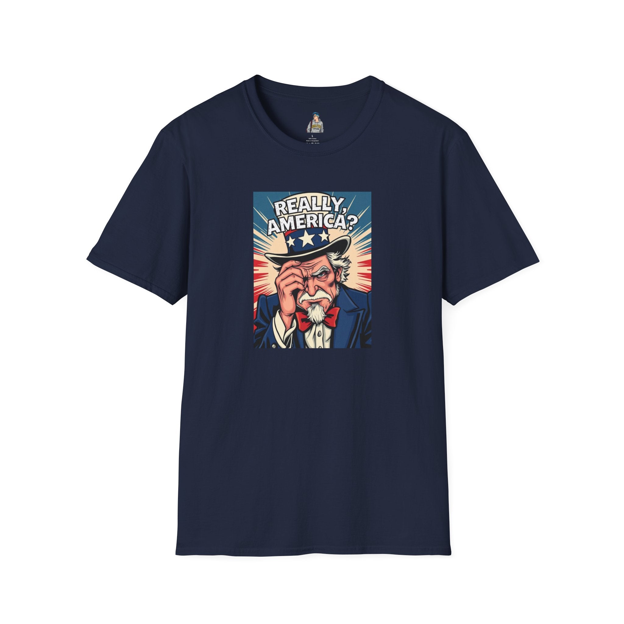 Uncle Sam in disbelief Really, America? Unisex softstyle T-Shirt