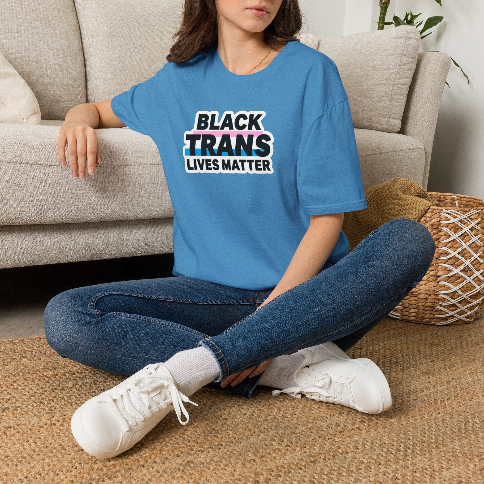 Unisex Softstyle T-Shirt - Black Trans Lives Matter Statement Tee