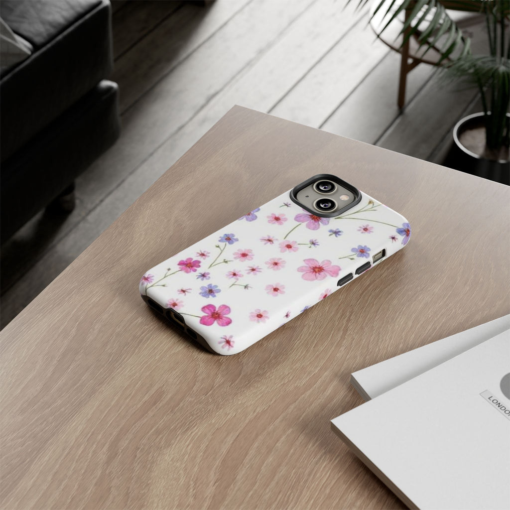 Floral Pink Wildflower Tough Phone Case for iPhone