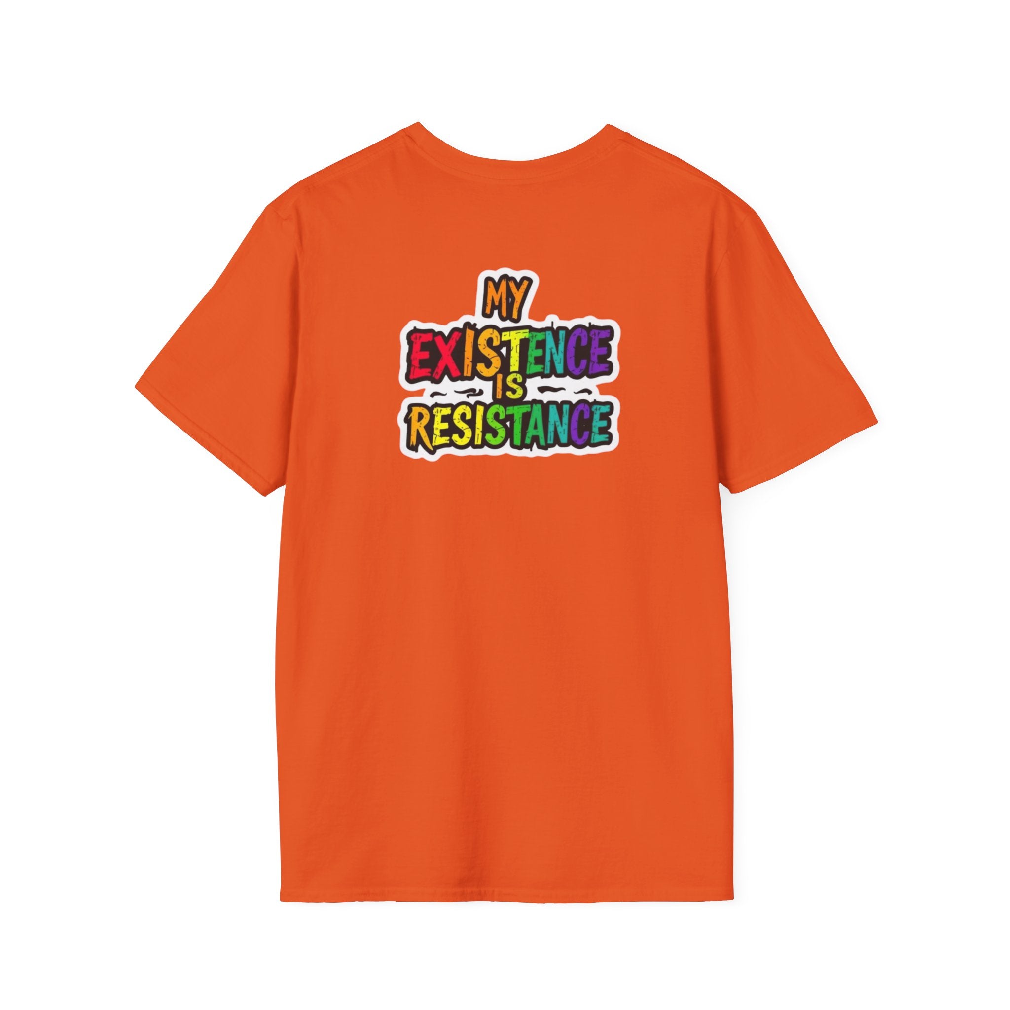 Unisex Softstyle T-Shirt - Pride Heart Design with 'Existence is Resistance'