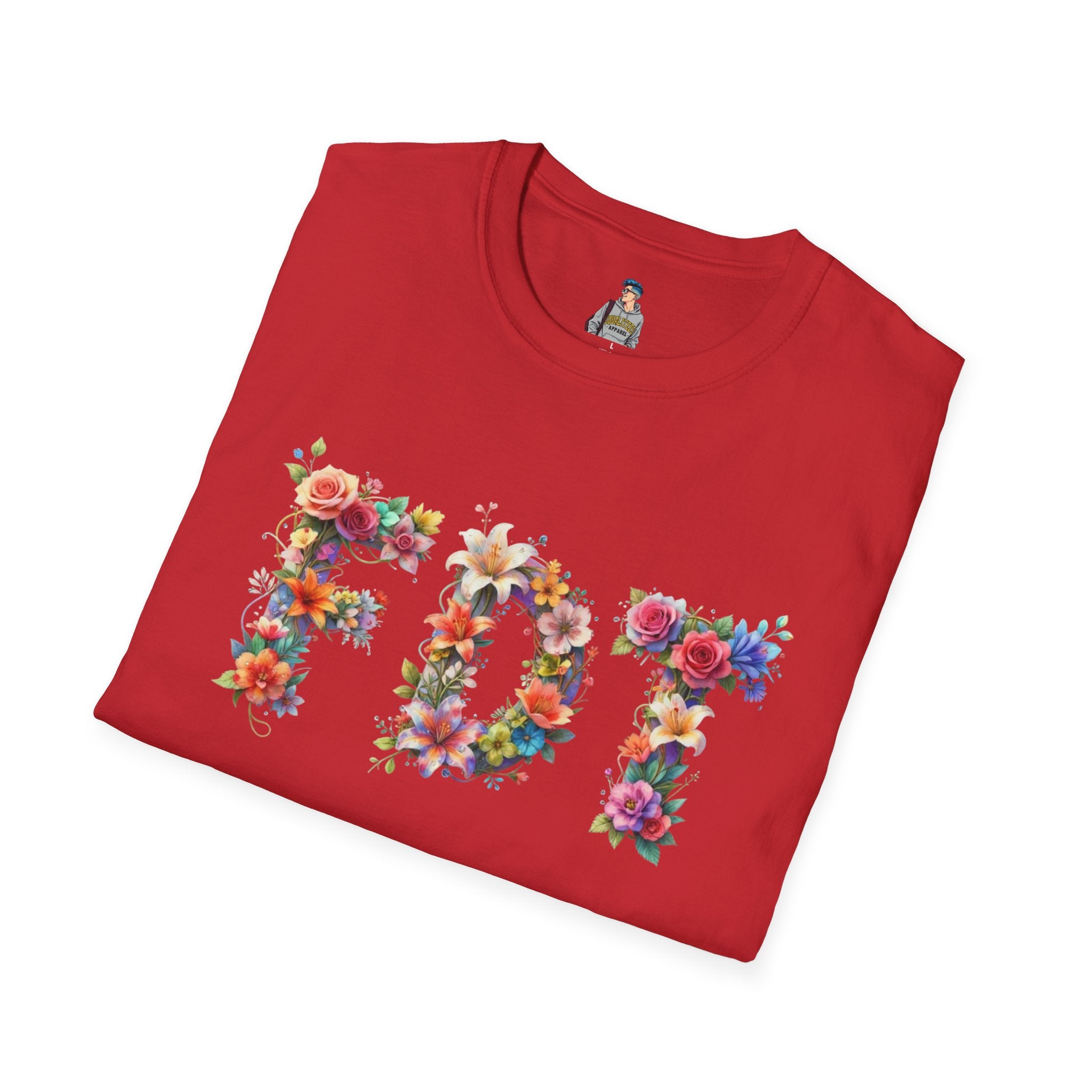 FDT Floral Letter Tee — Bold Floral Typography T-Shirt