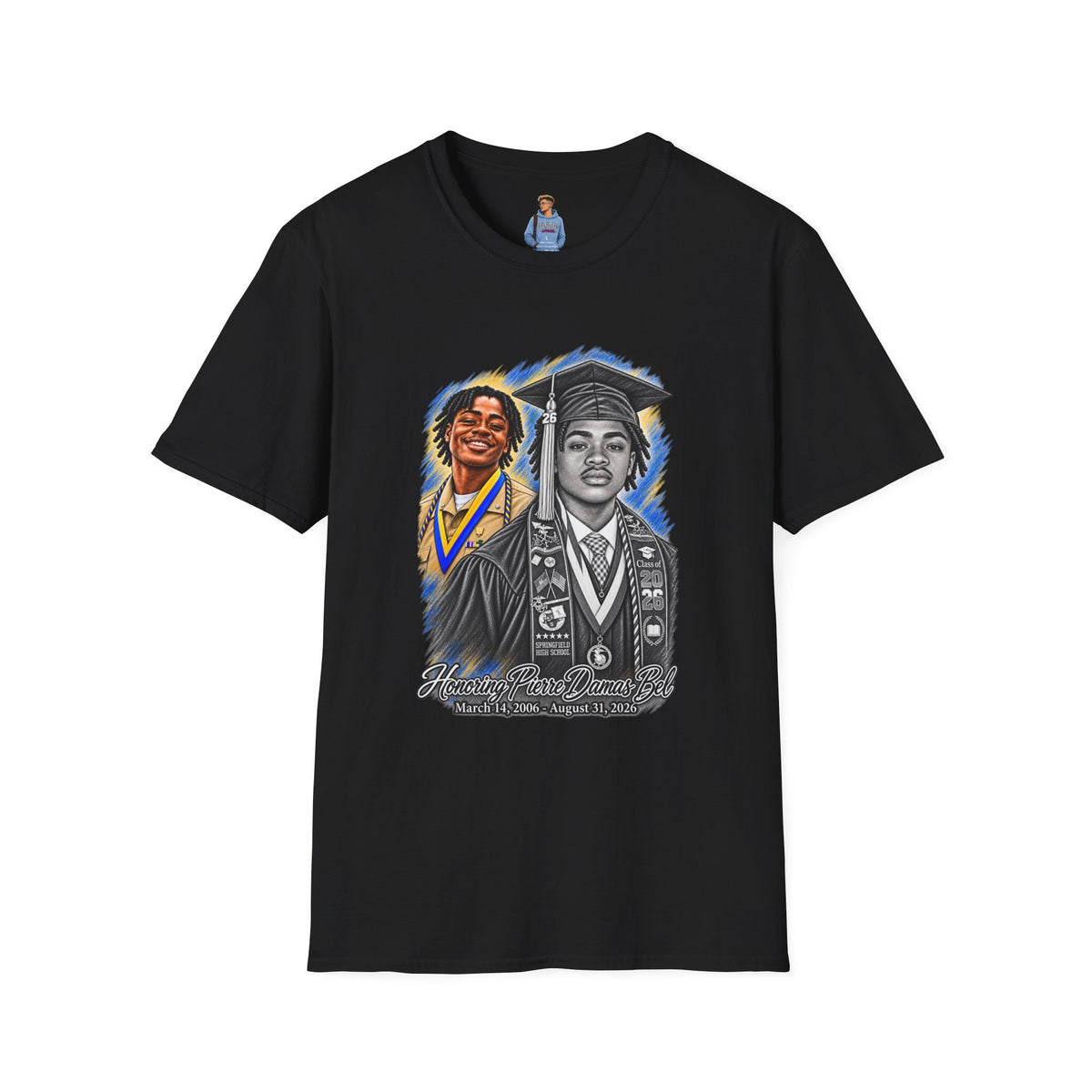 Double Portrait Front - In Memory of Pierre Damas Bel T-Shirt