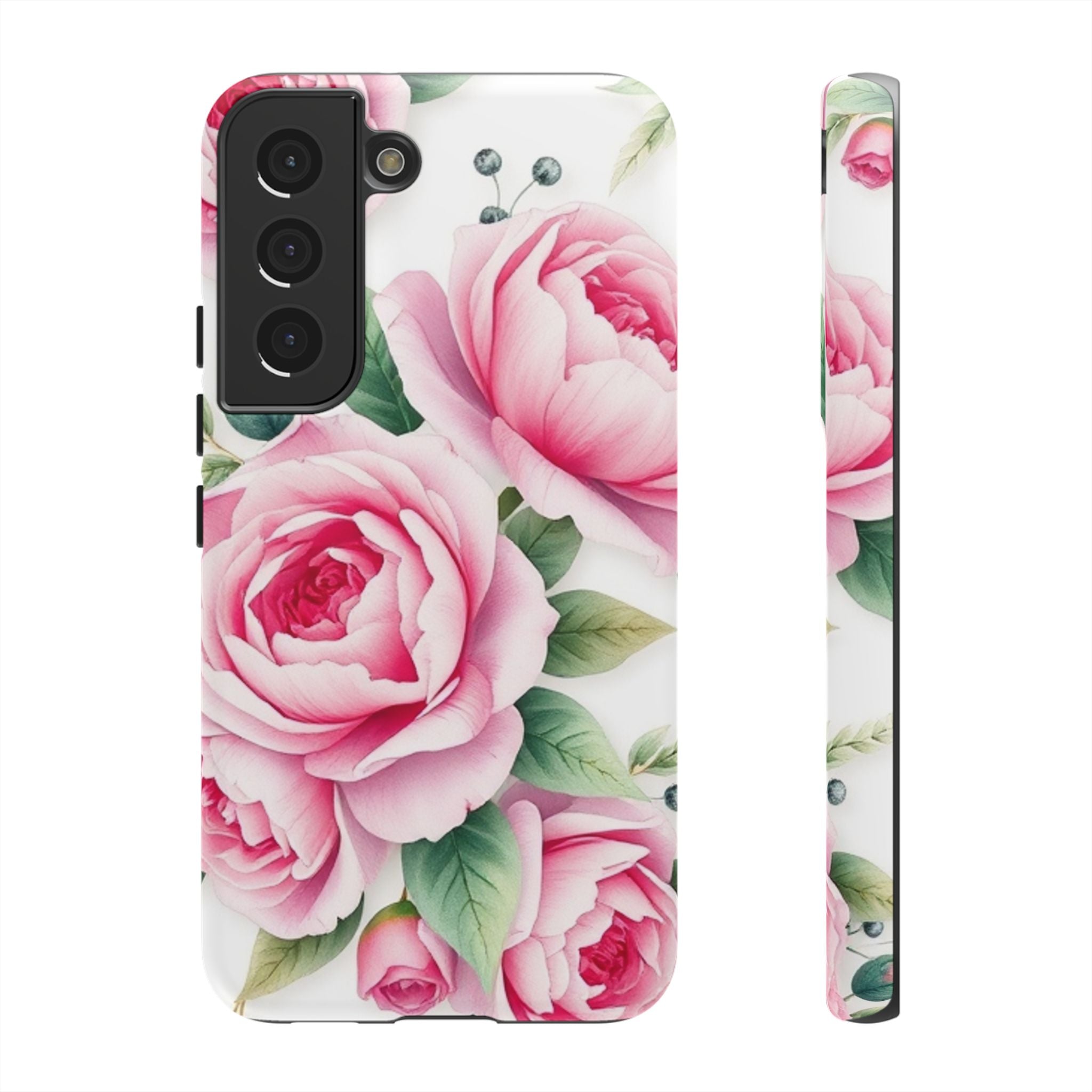Android OR iPhone Compatible Cases - Pink Flower Design - Unique Tough Cases