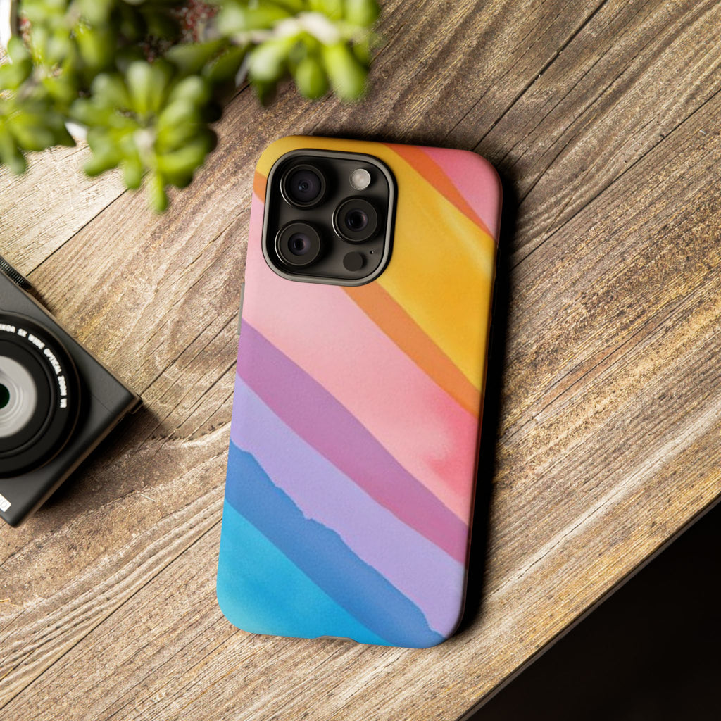 Colorful Diagonal Watercolor Tough Phone Case for iPhone