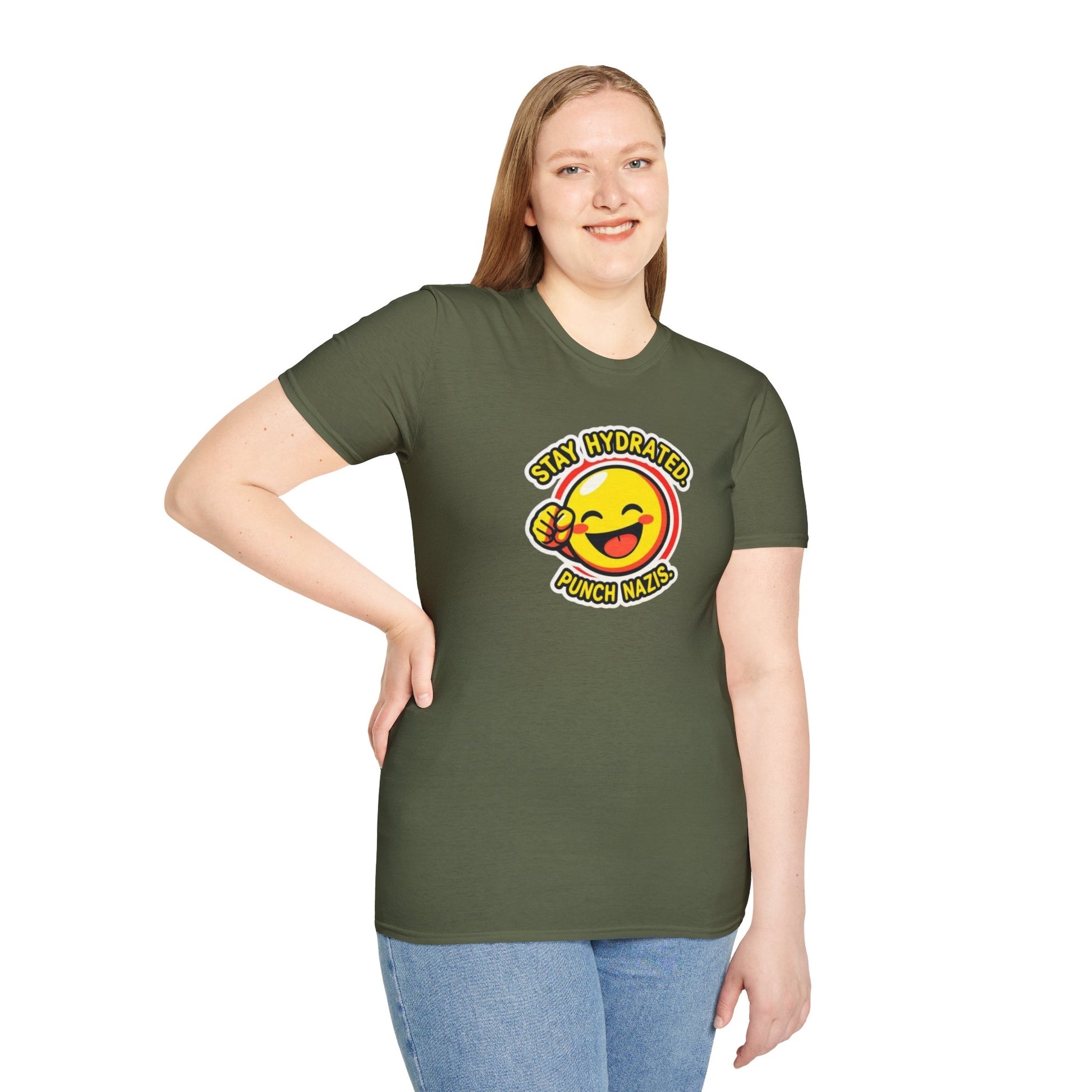 Stay Hydrated, Punch Nazis Funny Emoji T-Shirt