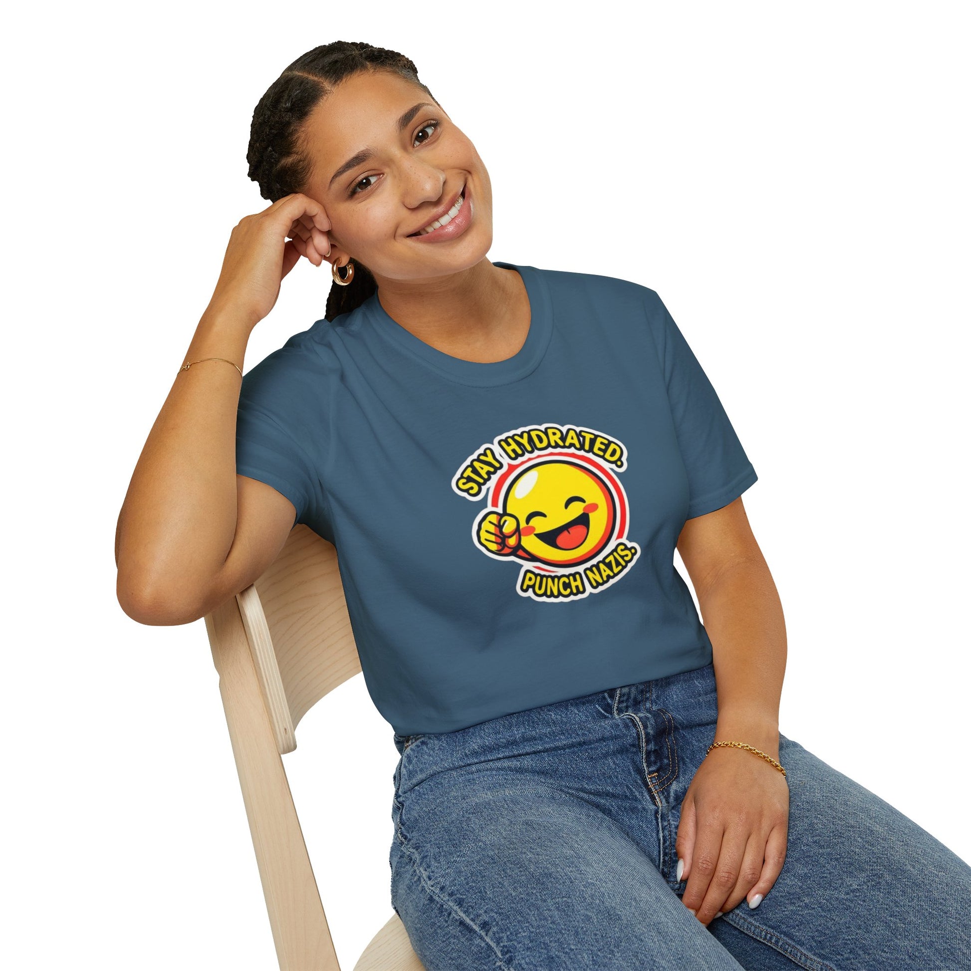 Stay Hydrated, Punch Nazis Funny Emoji T-Shirt
