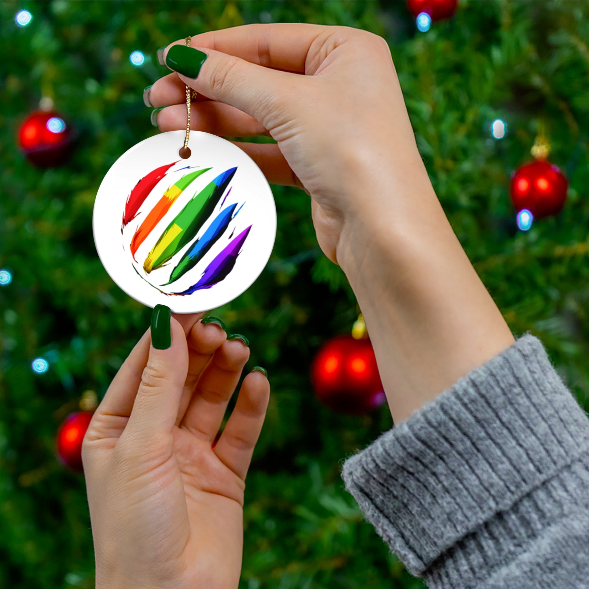 Rainbow Scratch Ceramic Ornament - 4 shapes