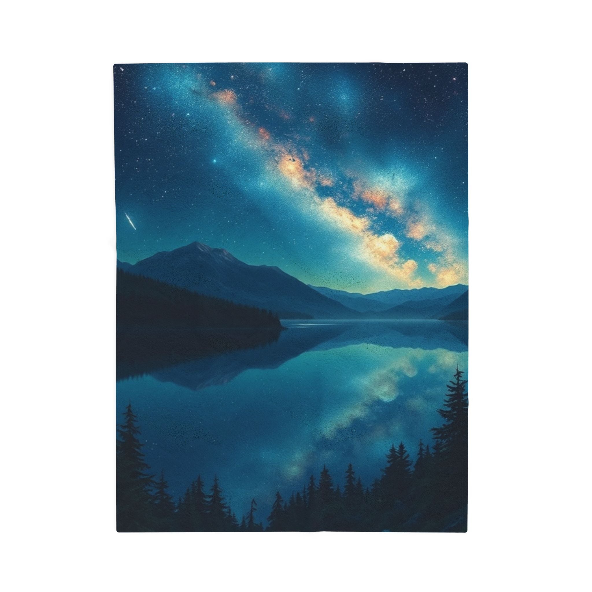 Milky Way over the Lake Velveteen Plush Blanket