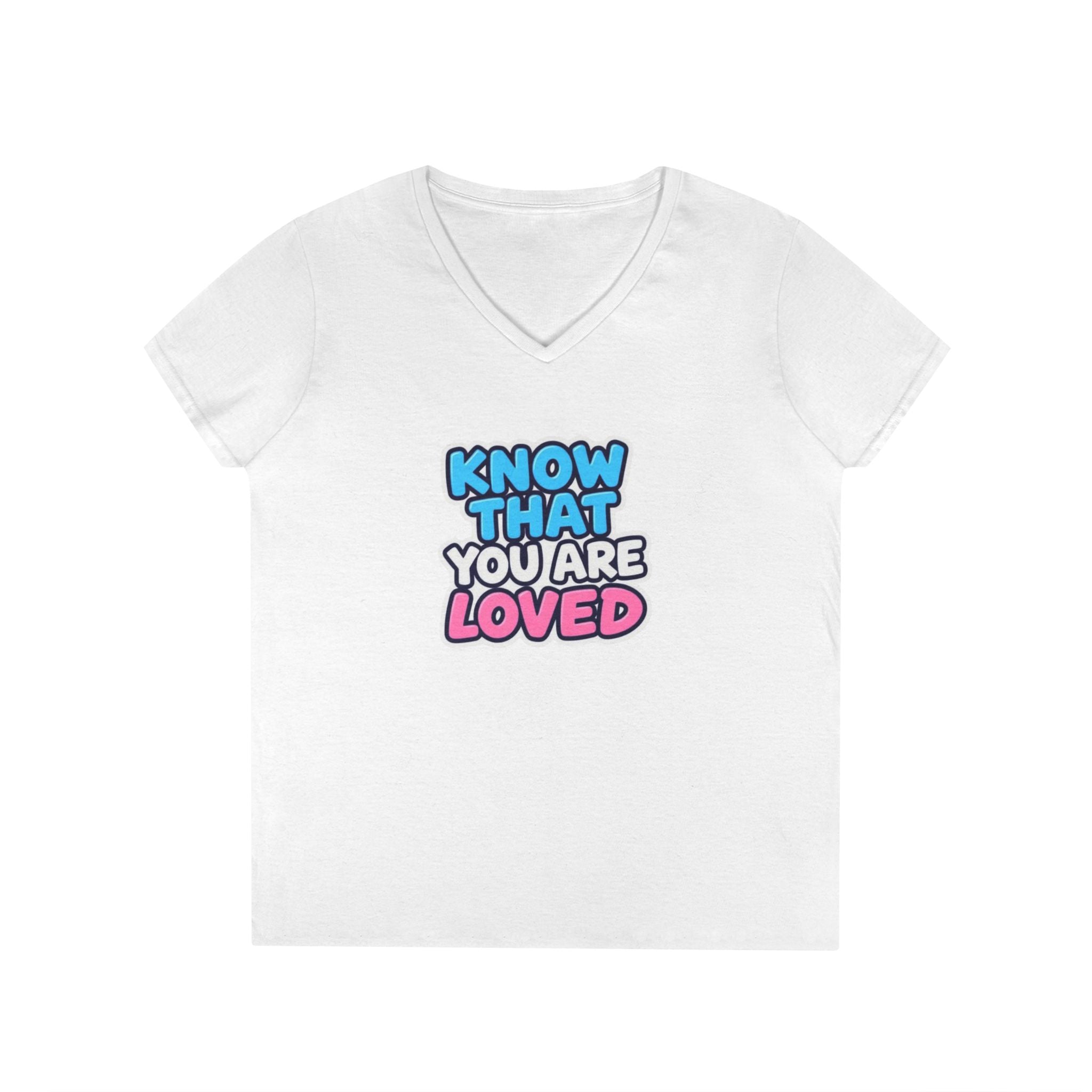 Know That You Are Loved Ladies' V-Neck T-Shirt Trans Colors
