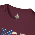 Patriotic Unisex Softstyle T-Shirt - "USA" & History Quote Design