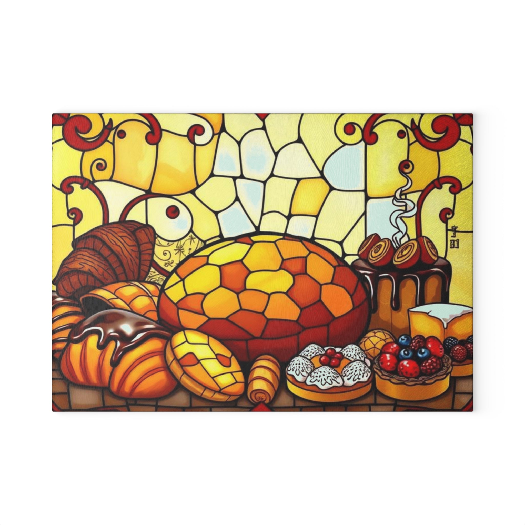 Stained Glass Bakery Cutting Board - Colorful Kitchen Decor for Baking Enthusiasts