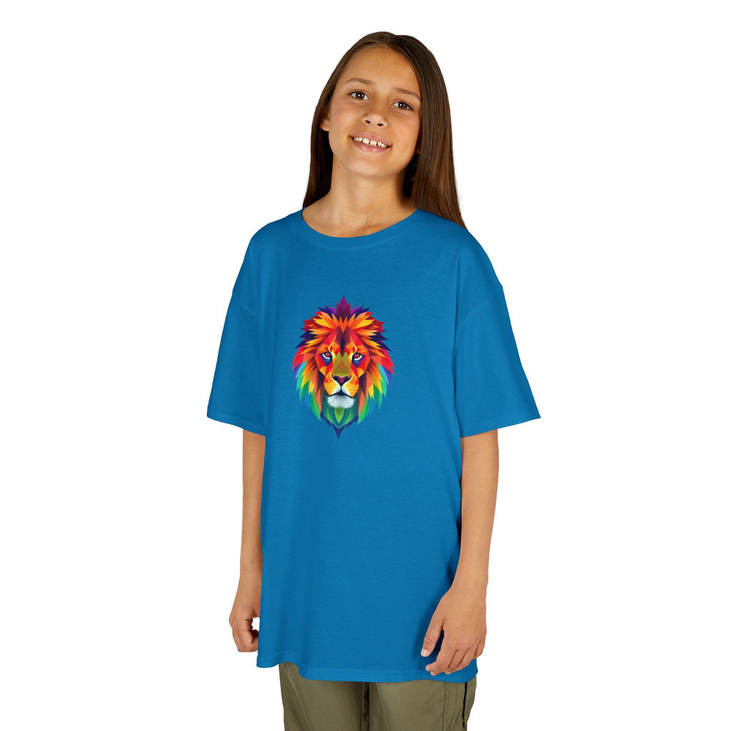 Colorful Fractal Lion Kids Heavy Cotton Tee