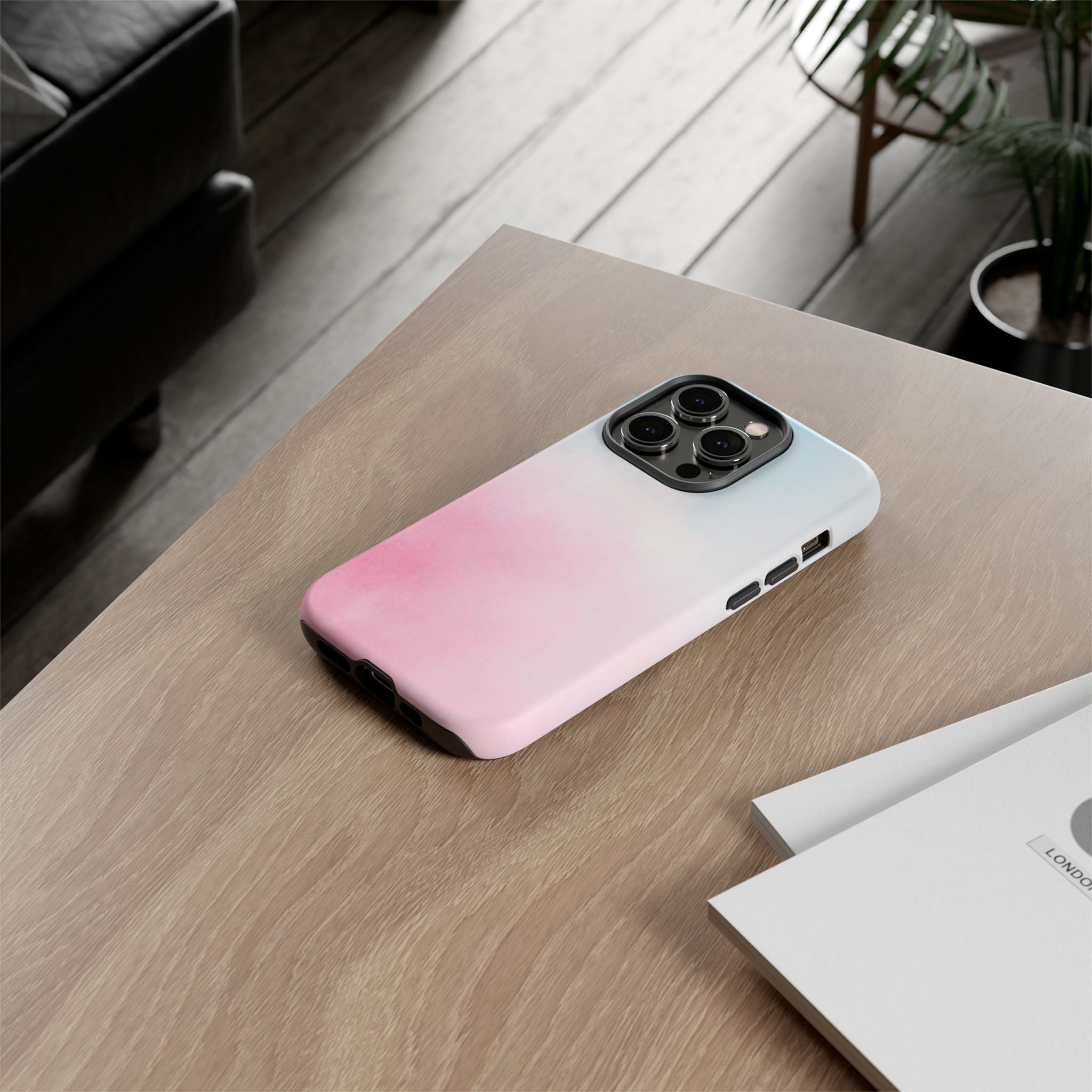 Pastel Cloud Tough Phone Case for iPhone Pink & Blue Gradient Protective Cover