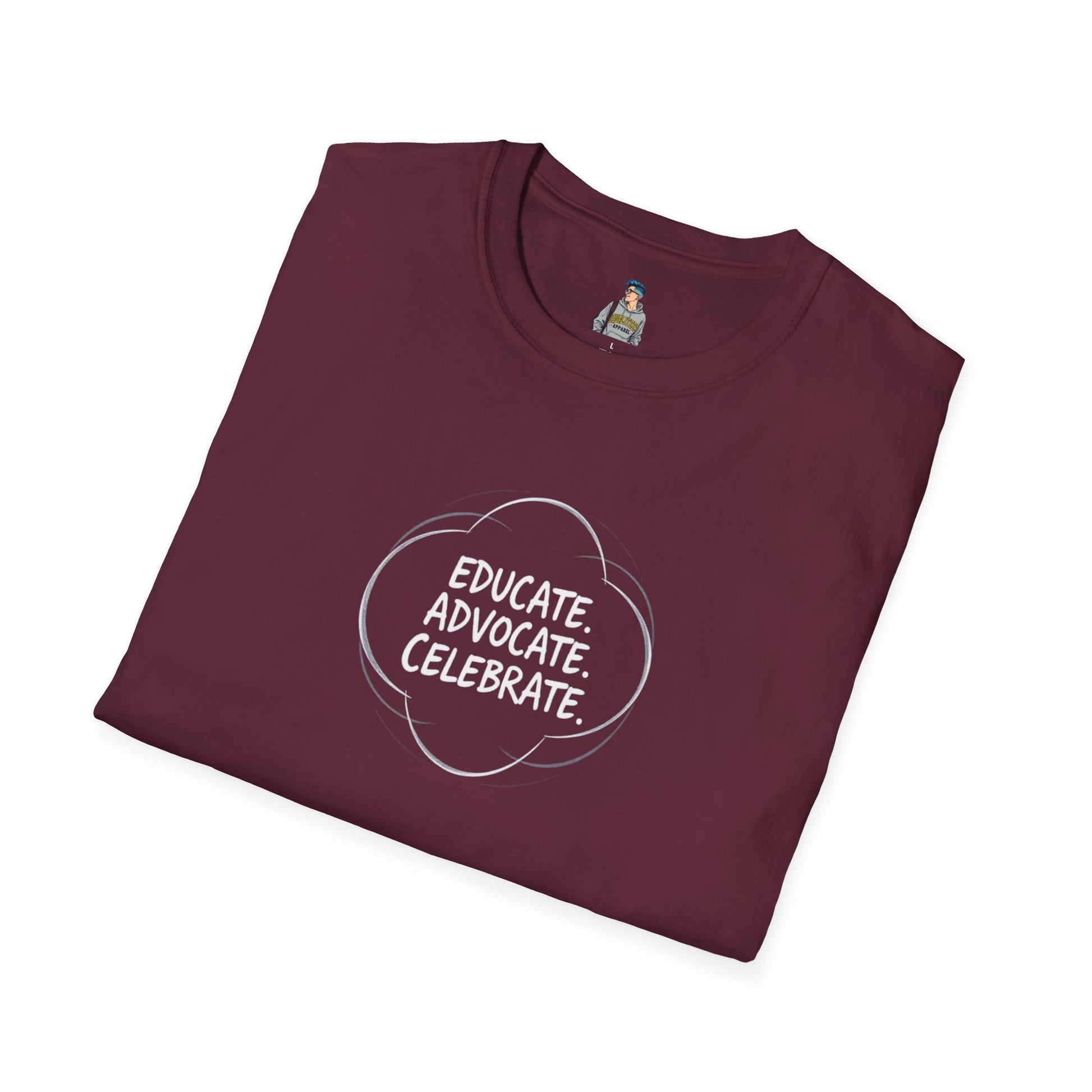 Educate. Advocate. Celebrate. Minimalist Pride T-Shirt