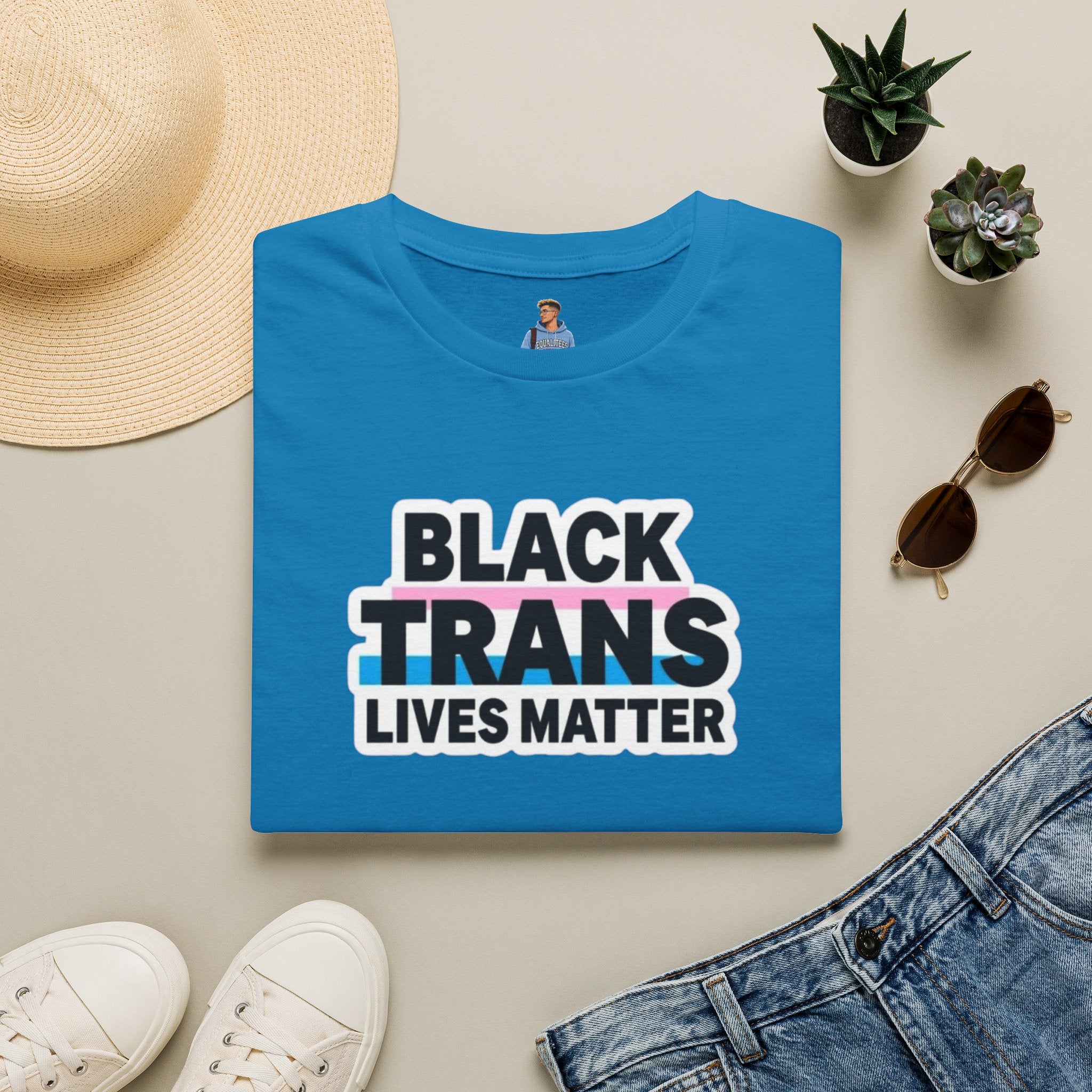 Unisex Softstyle T-Shirt - Black Trans Lives Matter Statement Tee