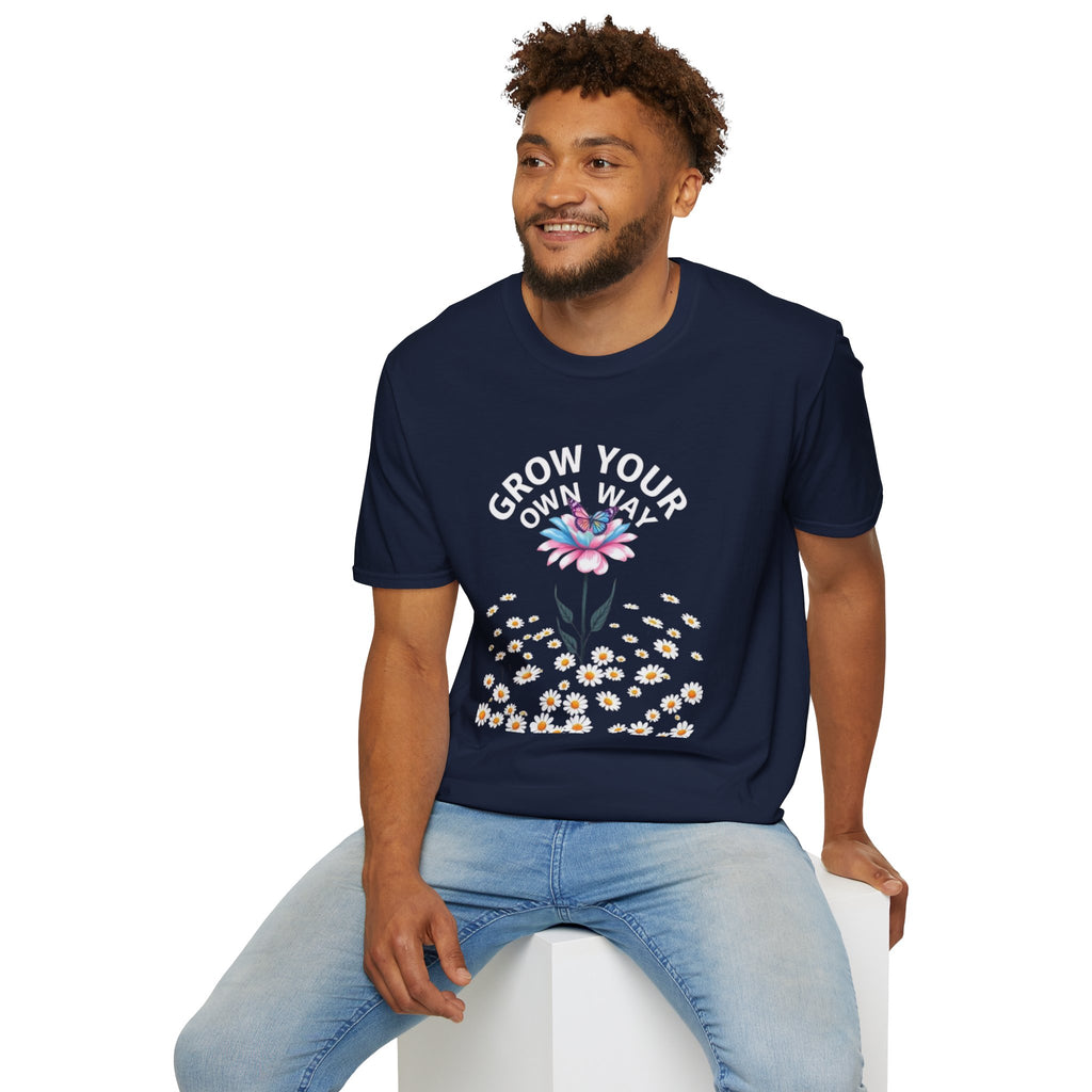 Grow Your Own Way Trans Pride Unisex T-Shirt - Floral Design for Garden Lovers