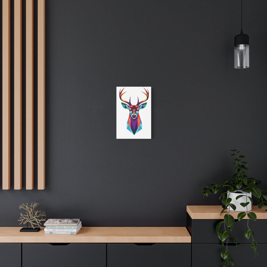 Vibrant Stag Canvas Wall Art - Colorful Geometric Deer Decor