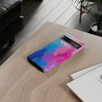 Android OR iPhone Compatible Cases - Pink and Blue Color Splash Design