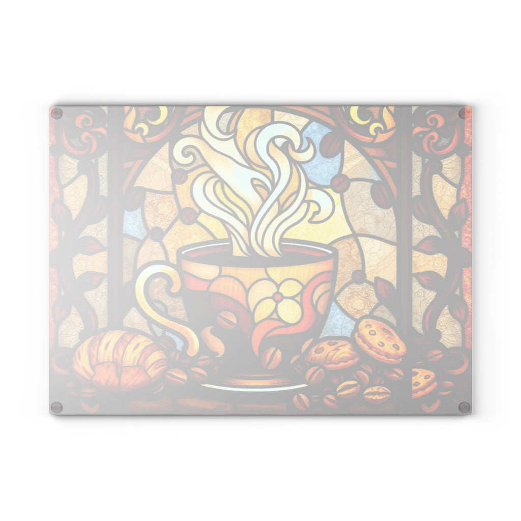 Colorful Stained Glass Coffee & Cake Cutting Board - Perfect for Home Chefs & Gifting