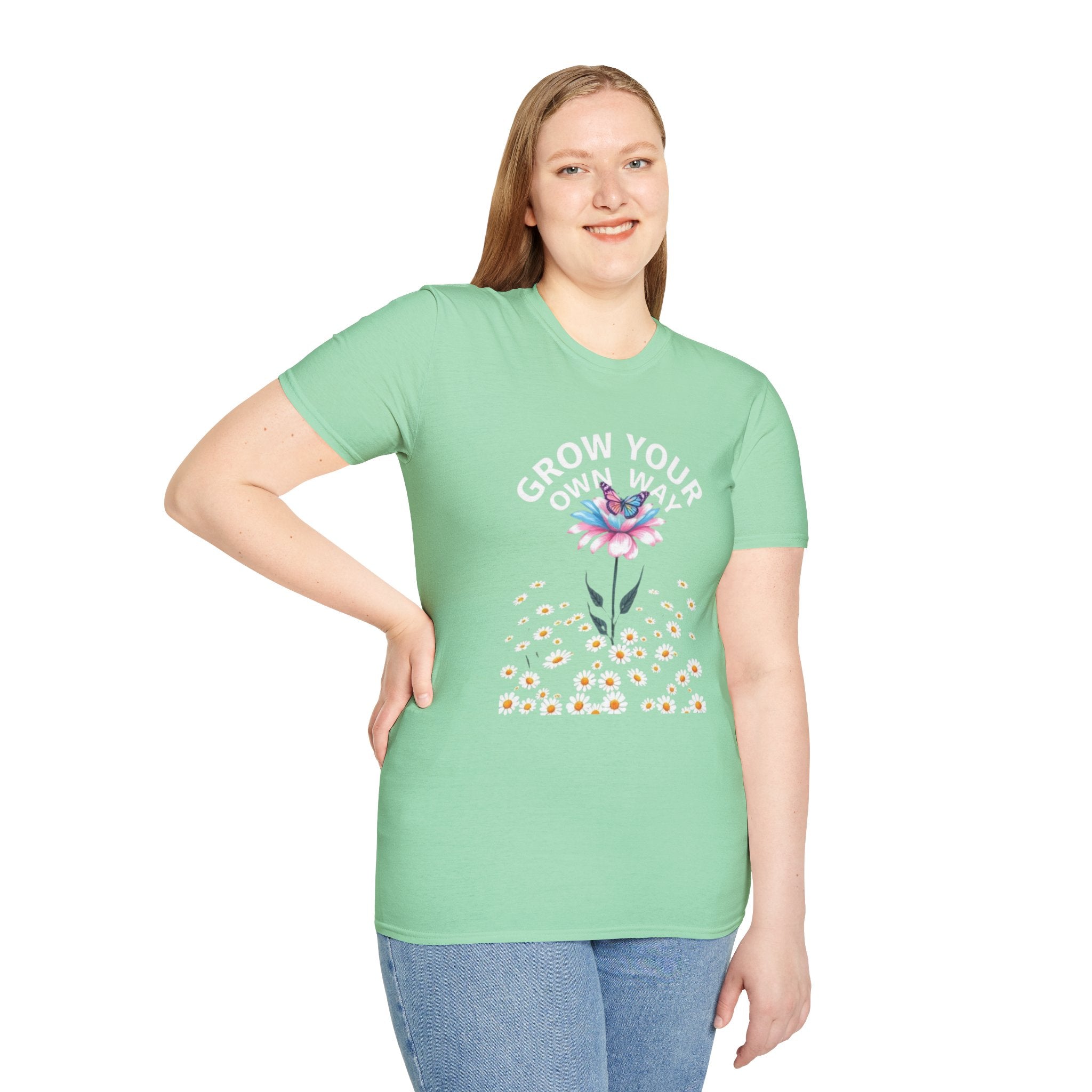 Grow Your Own Way Trans Pride Unisex T-Shirt - Floral Design for Garden Lovers