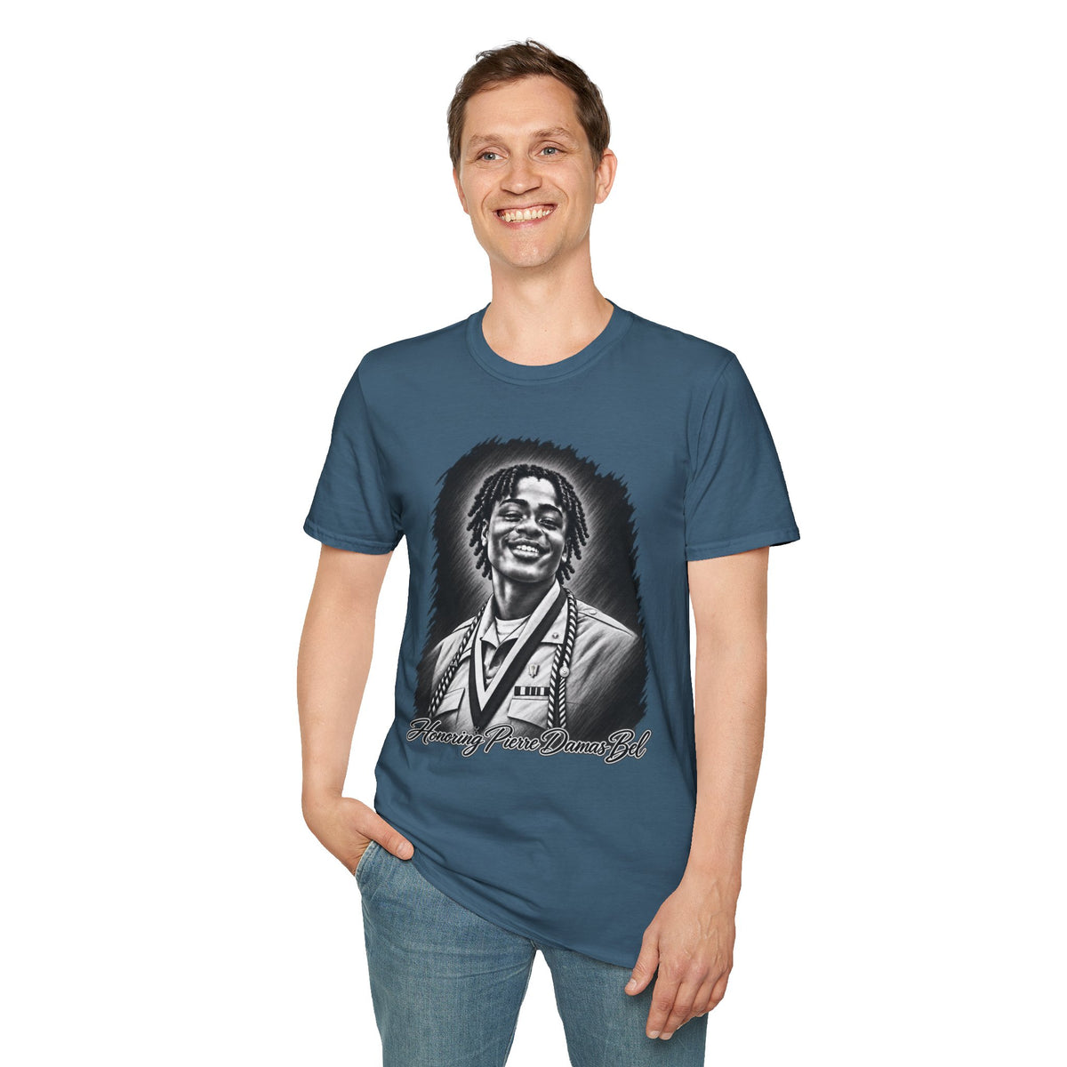 Smiling Portrait Front - In Memory of Pierre Damas Bel T-Shirt
