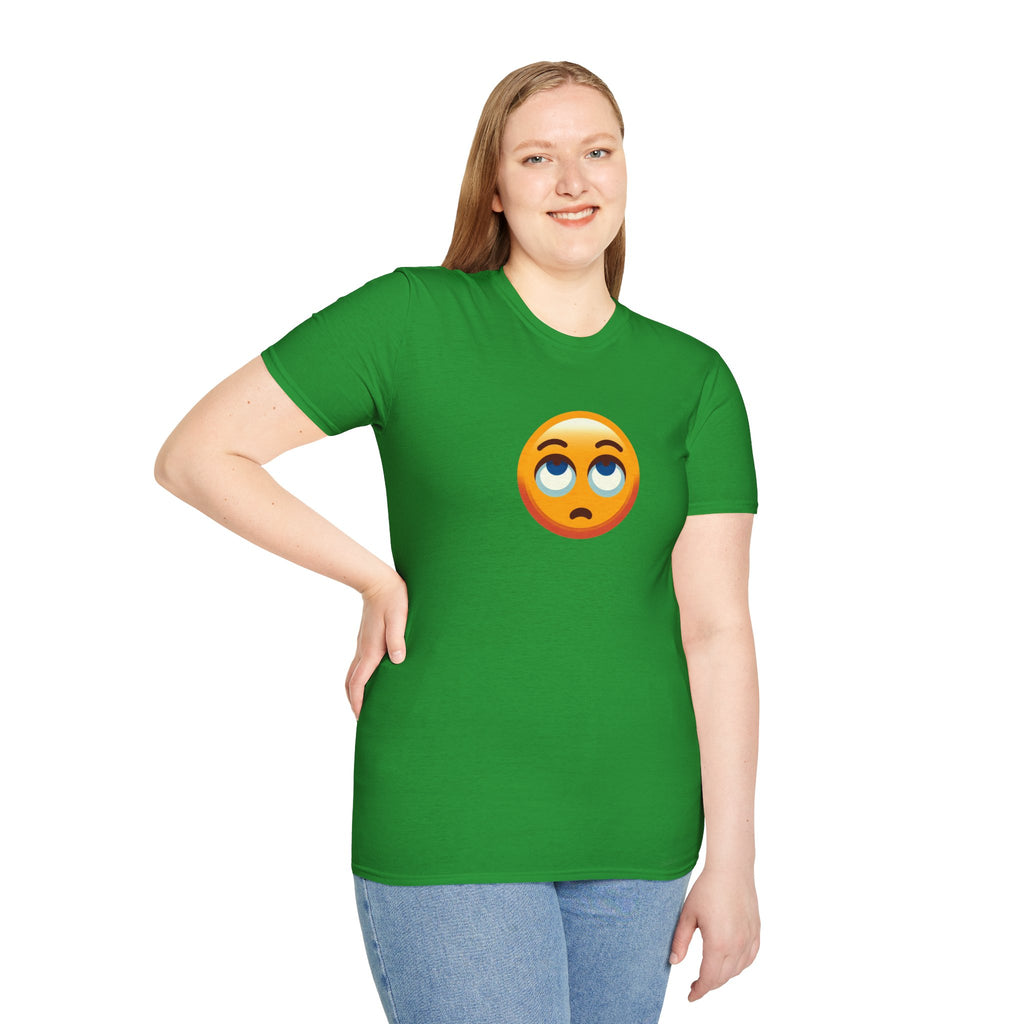 Unisex Softstyle T-Shirt with Eye Roll Emoji | Casual Graphic Tee for Everyday Humor