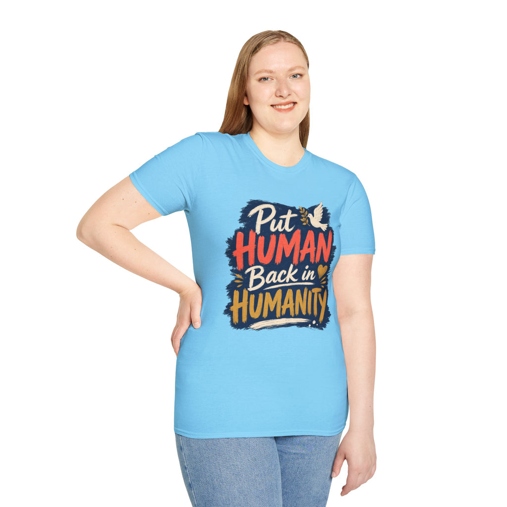 Put Human Back in Humanity T-Shirt — Inspirational Peace Dove Tee