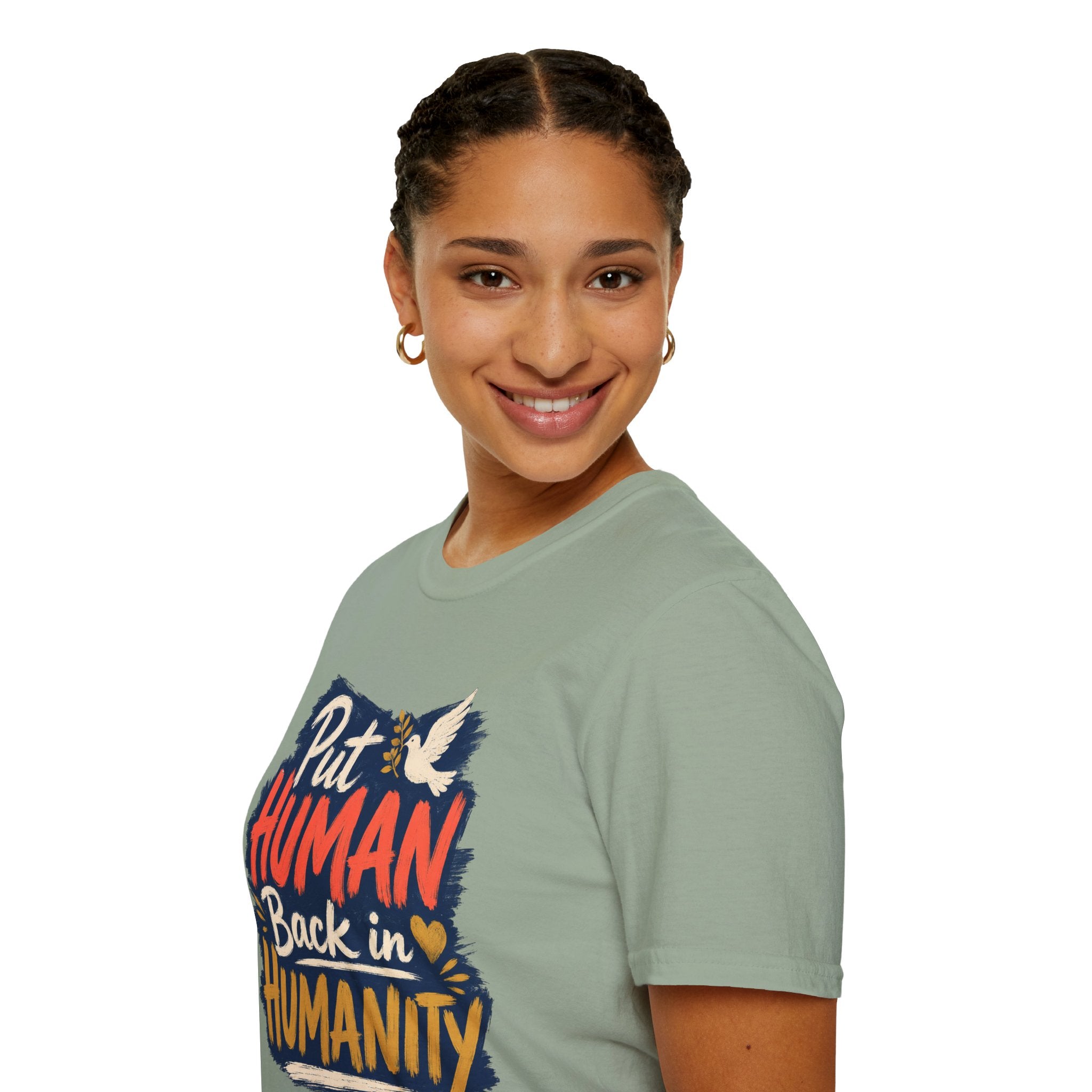 Put Human Back in Humanity T-Shirt — Inspirational Peace Dove Tee