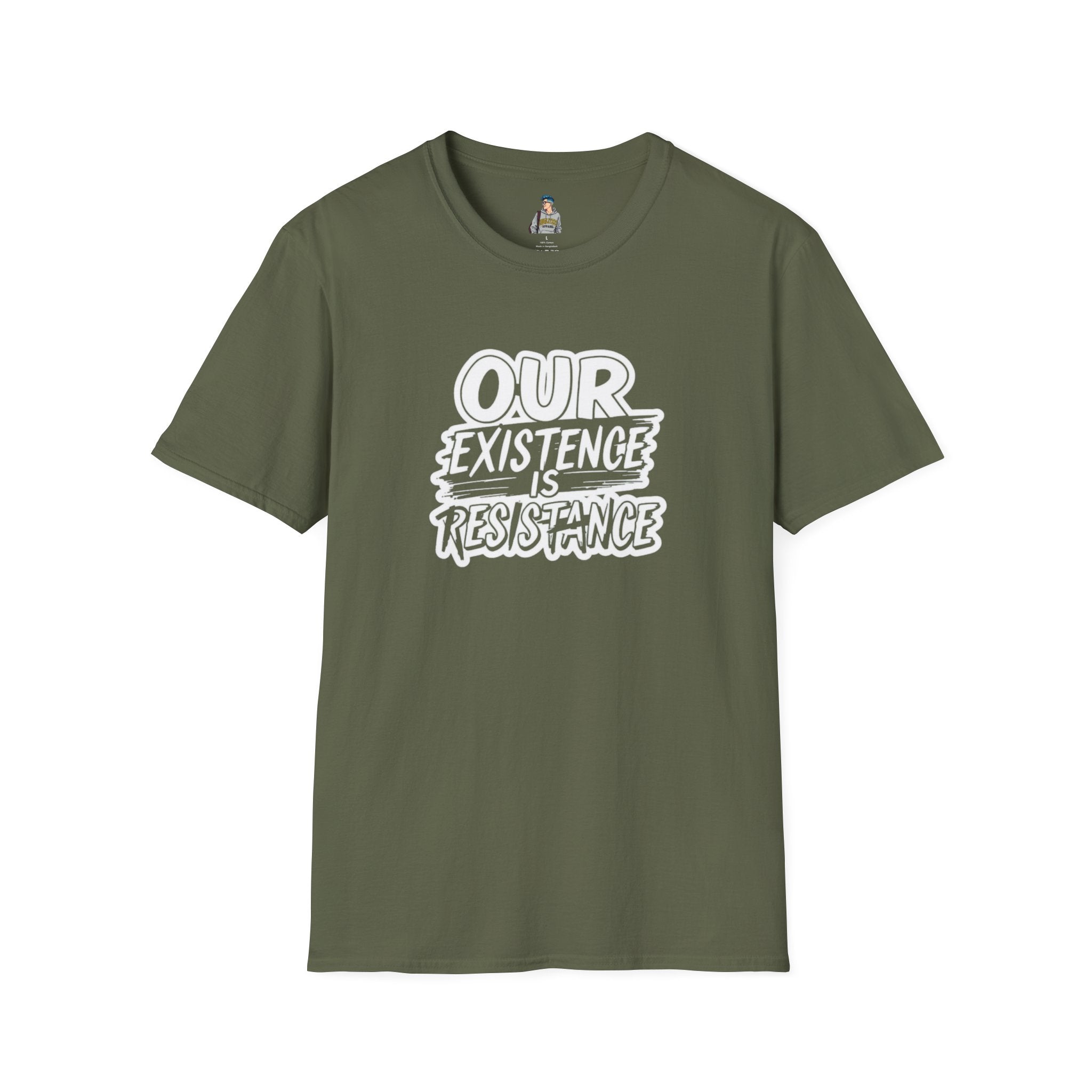 Unisex Softstyle T-Shirt - "Our Existence is Resistance" - Motivational Tee for Activists, Casual Wear, Gift for Change-makers