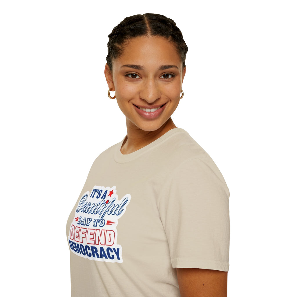 Defend Democracy Unisex Softstyle T-Shirt - Perfect for Activism and Everyday Wear