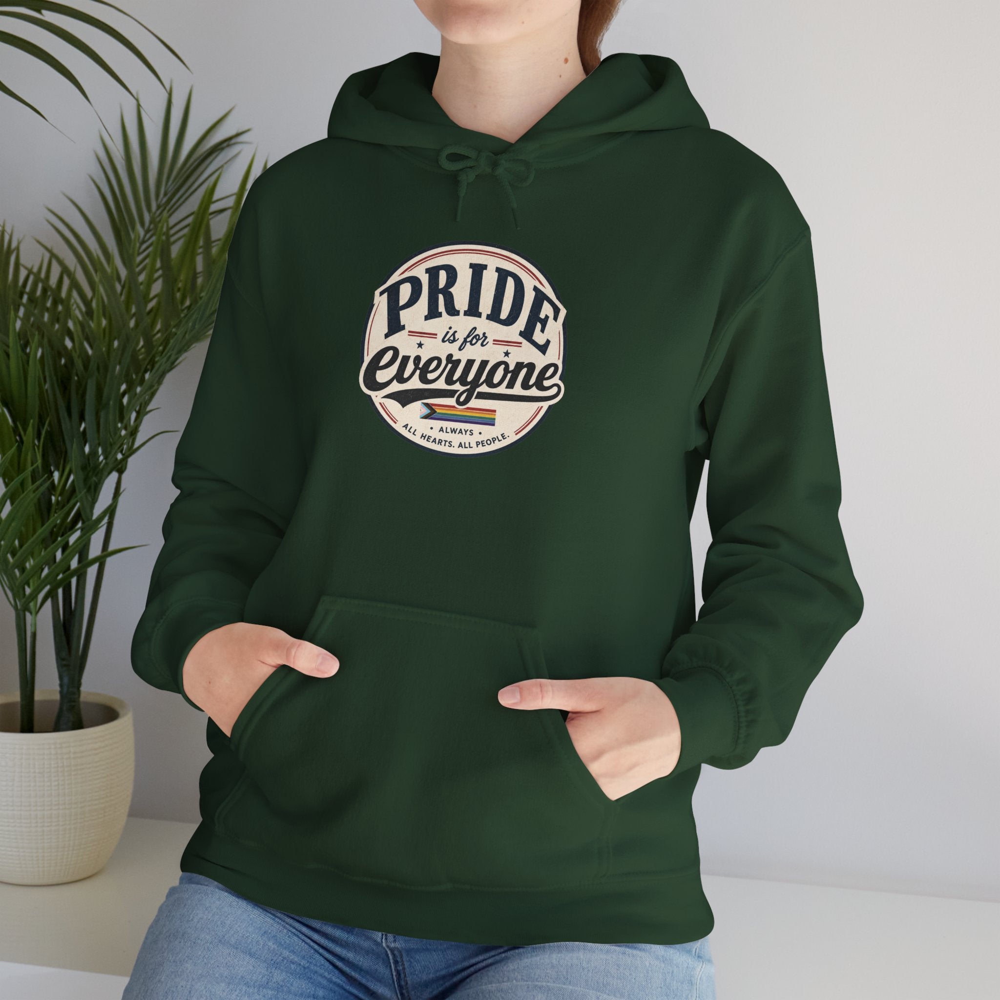 Pride Is For Everyone Pullover Hoodie — Vintage Graphic Inclusivity Sweatshirt