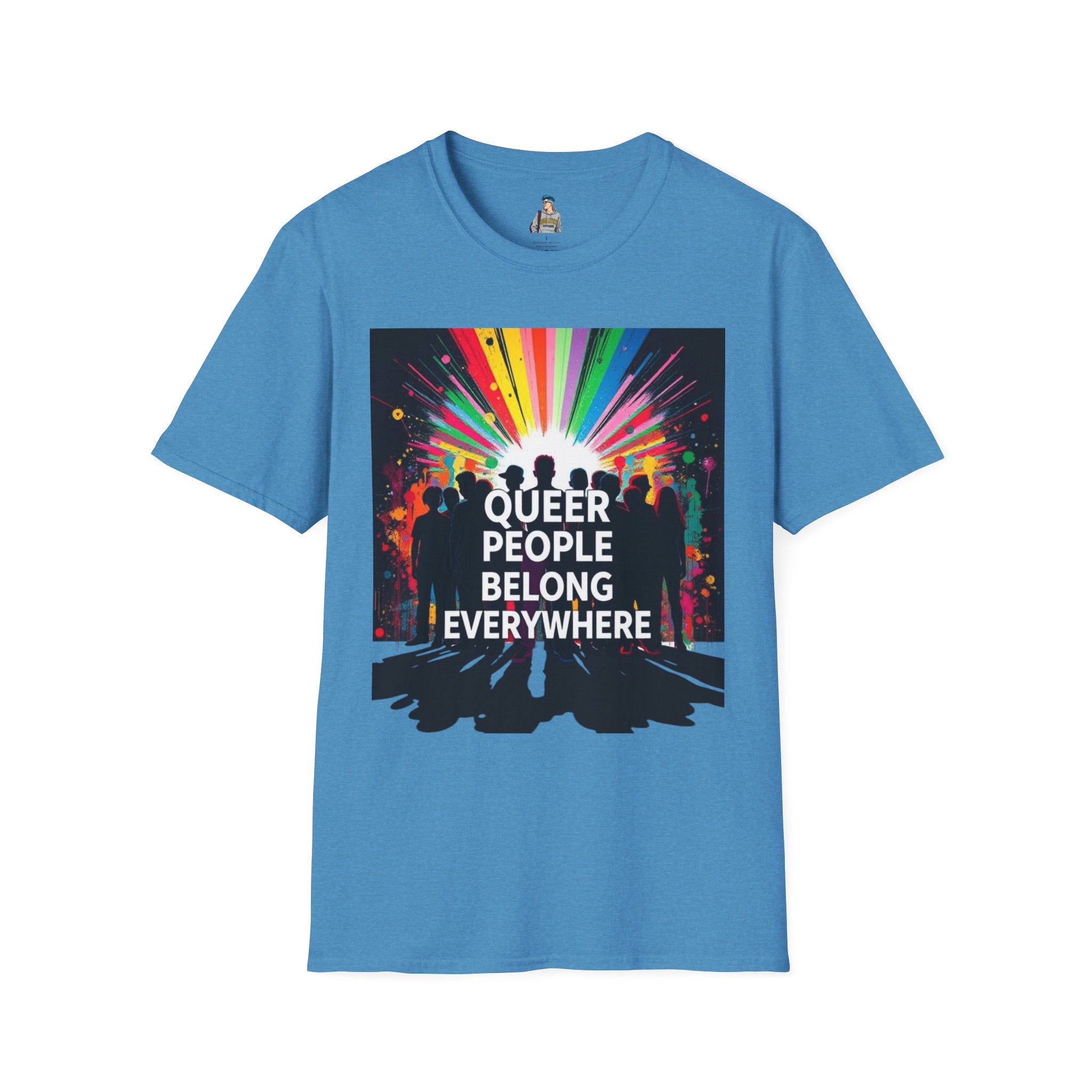 Unisex Softstyle T-Shirt - 'Queer People Belong Everywhere' Pride Graphic Tee