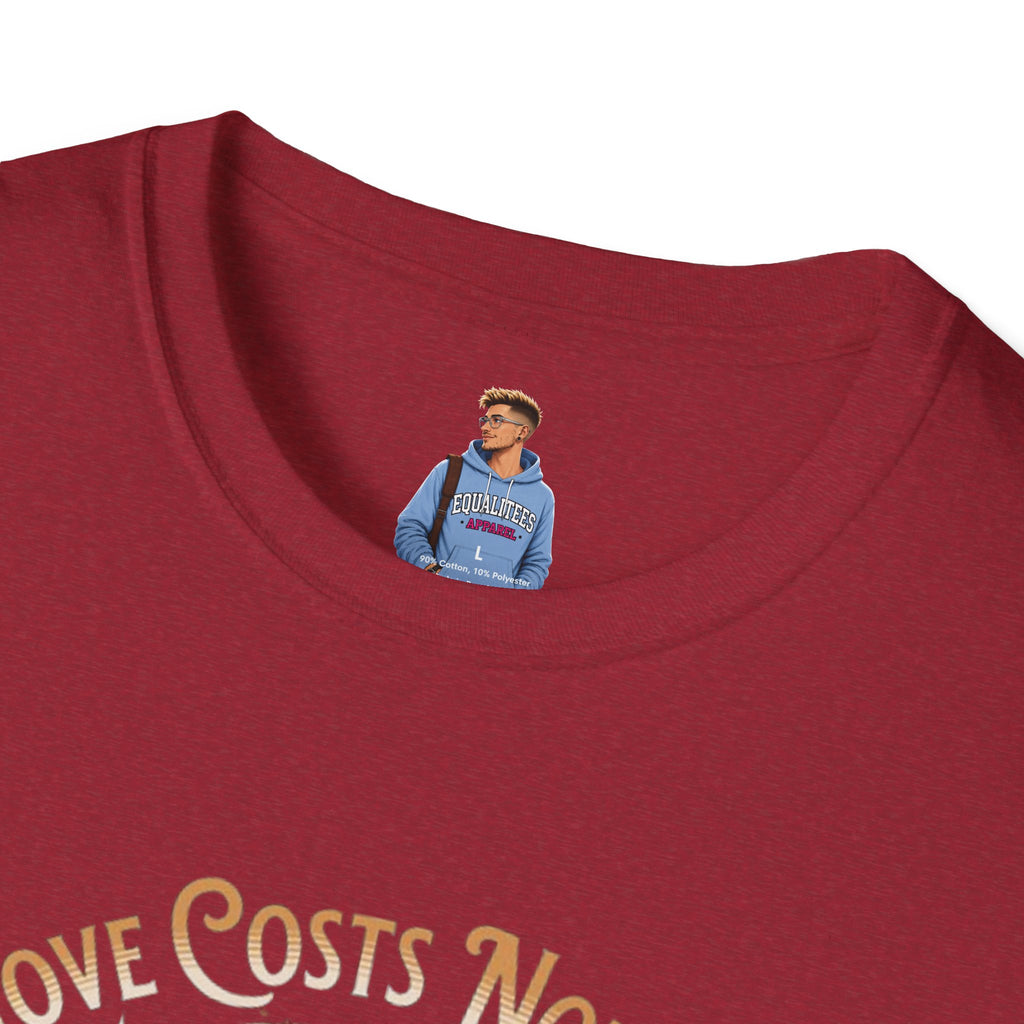Unisex Softstyle T-Shirt - Love Costs Nothing, Give It Away Floral Peace Design