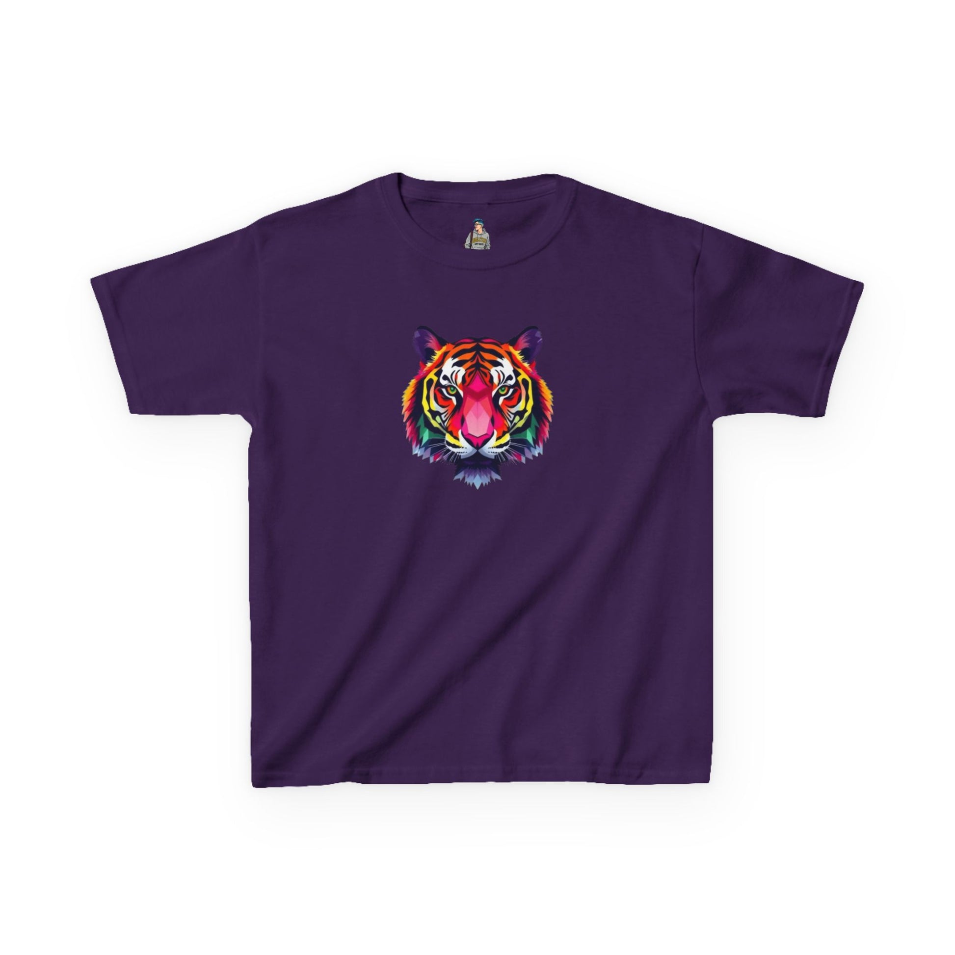 Colorful Fractal Tiger Kids Heavy Cotton Tee