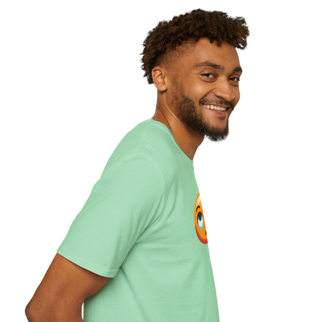 Unisex Softstyle T-Shirt with Eye Roll Emoji | Casual Graphic Tee for Everyday Humor