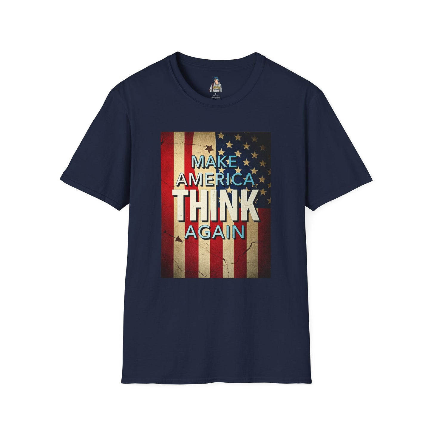American Patriot Pride Unisex Softstyle T-Shirt, Make America Think Again Political Tee