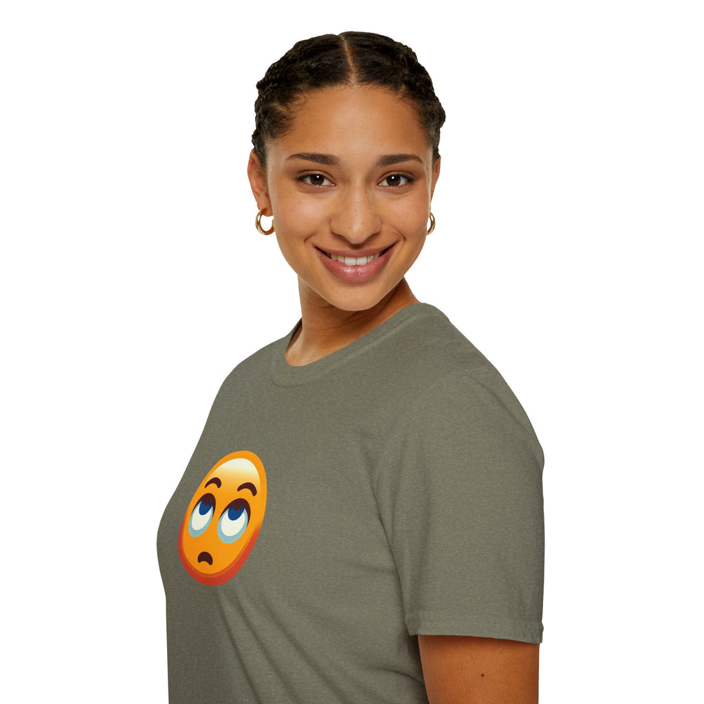 Unisex Softstyle T-Shirt with Eye Roll Emoji | Casual Graphic Tee for Everyday Humor