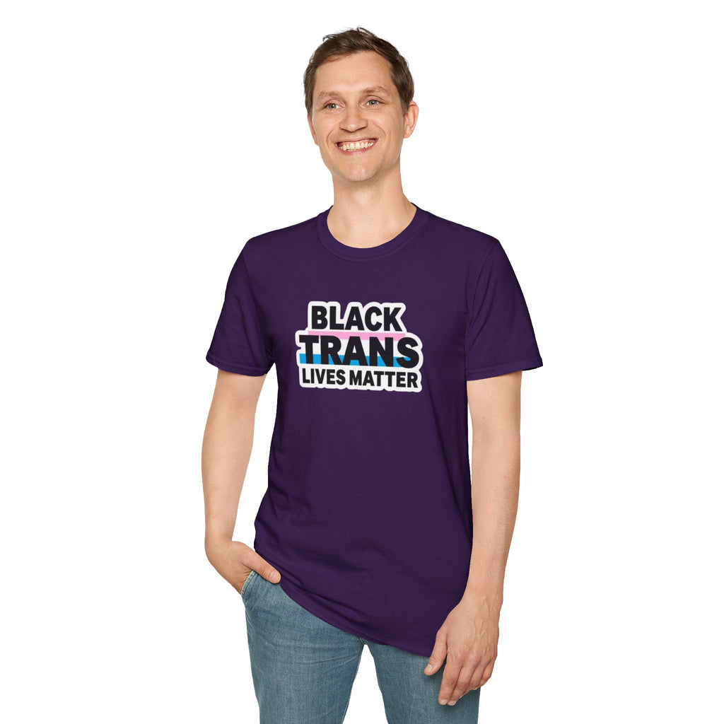 Unisex Softstyle T-Shirt - Black Trans Lives Matter Statement Tee