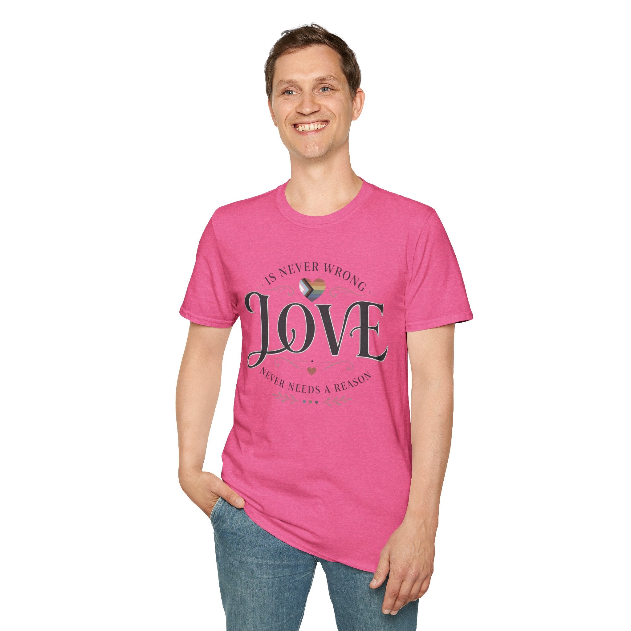 Love Is Never Wrong T-Shirt — LGBTQ+ Pride Heart Tee