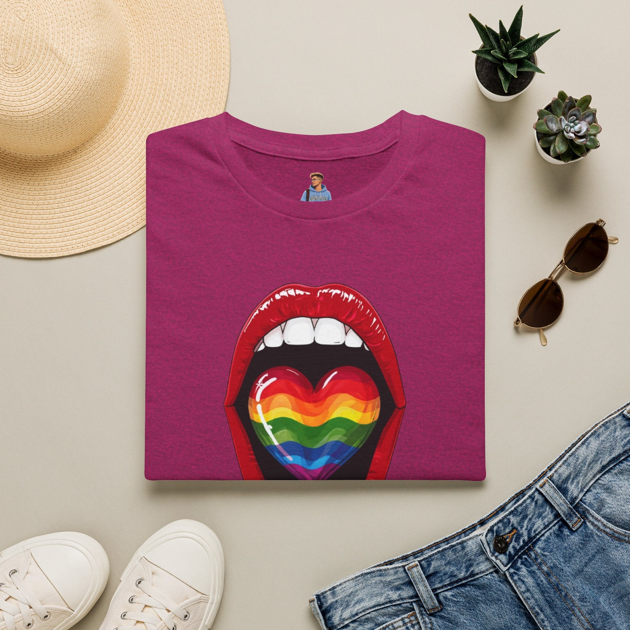 Pride Love Unisex Softstyle T-Shirt | LGBTQ+ Rainbow Heart Design