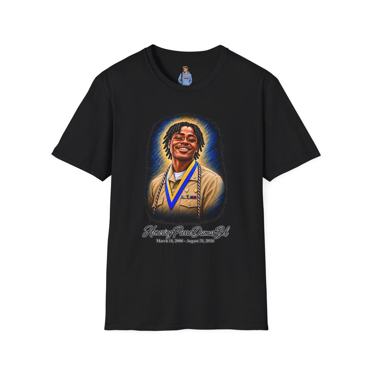 Smiling Portrait Front - In Memory of Pierre Damas Bel T-Shirt