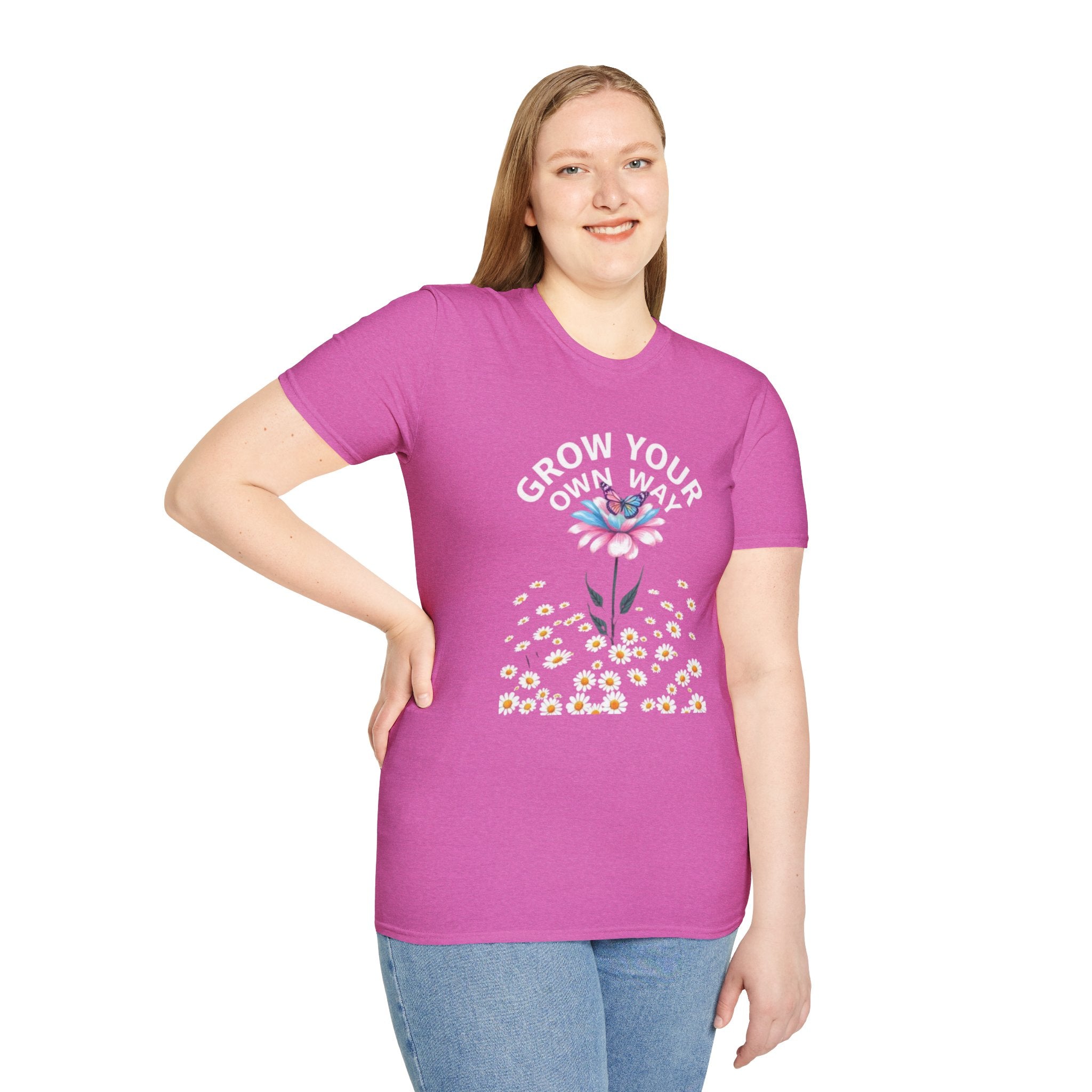 Grow Your Own Way Trans Pride Unisex T-Shirt - Floral Design for Garden Lovers