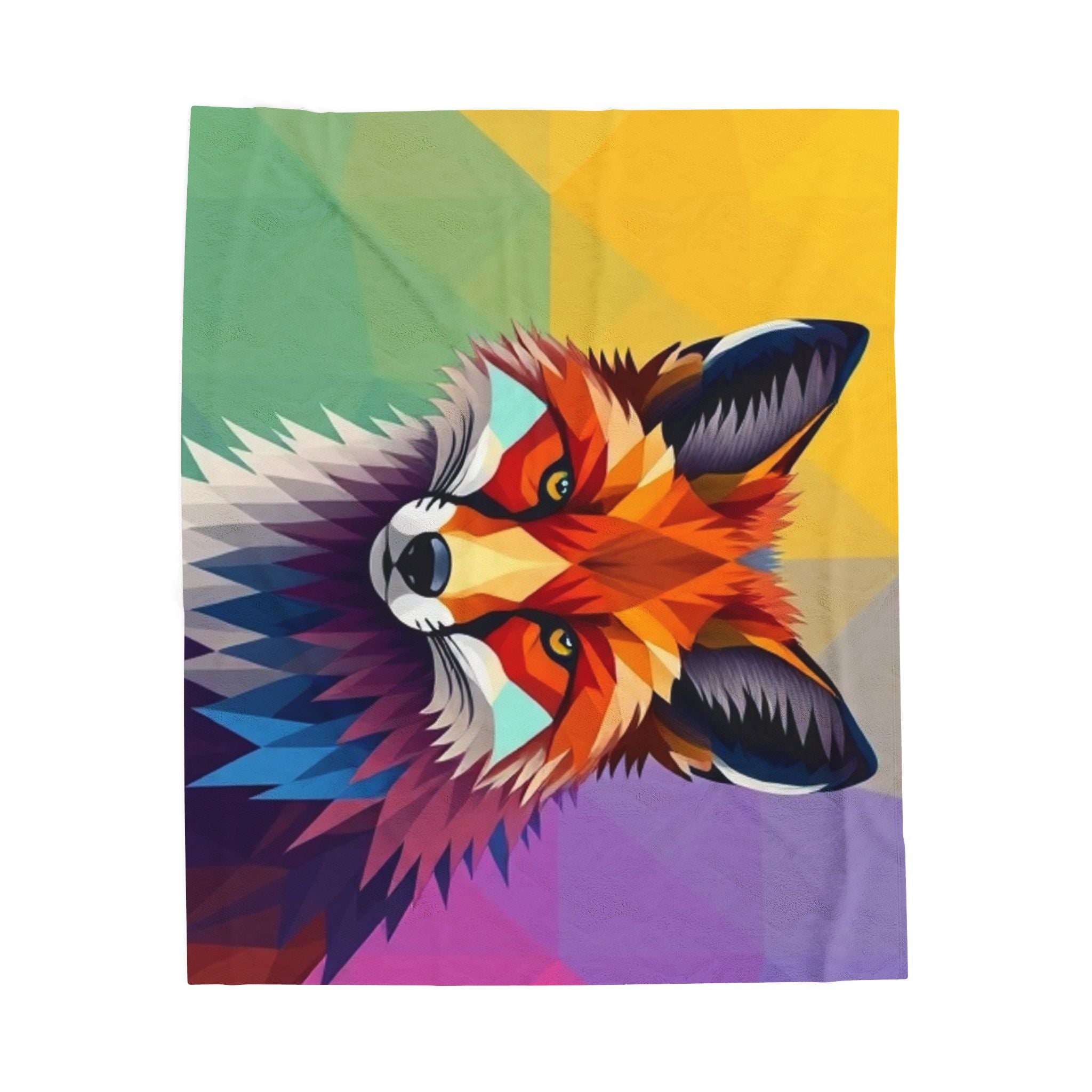 Fractal Fox Velveteen Plush Blanket