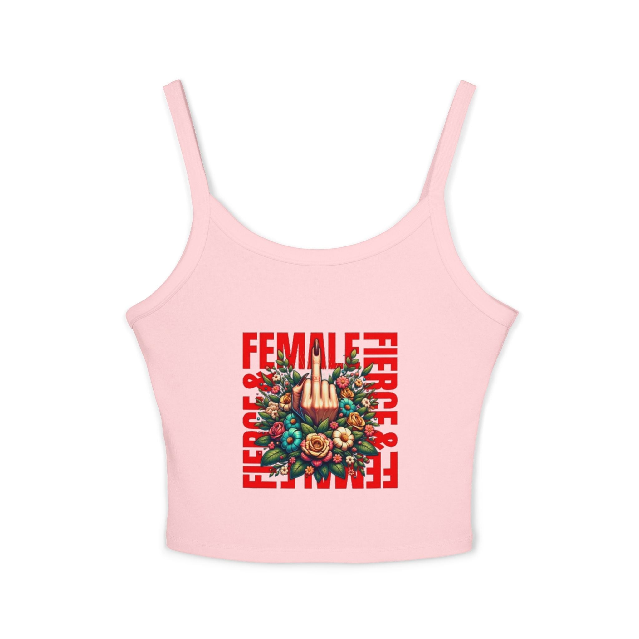 Fierce Female Floral Spaghetti Strap Tank Top