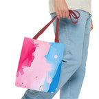 Pink, White and Blue Watercolor on Canvas Design - Tote Bag